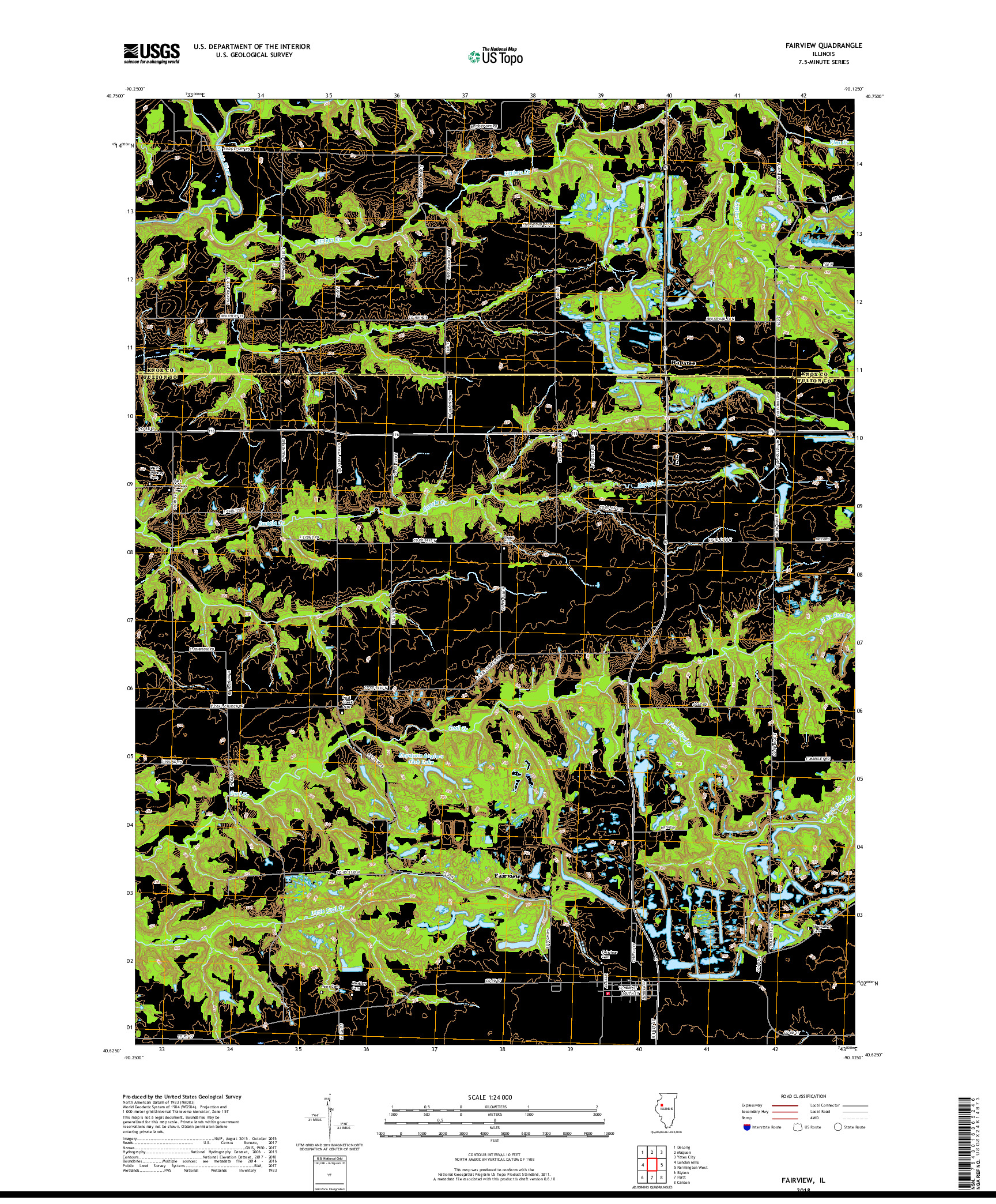 USGS US TOPO 7.5-MINUTE MAP FOR FAIRVIEW, IL 2018