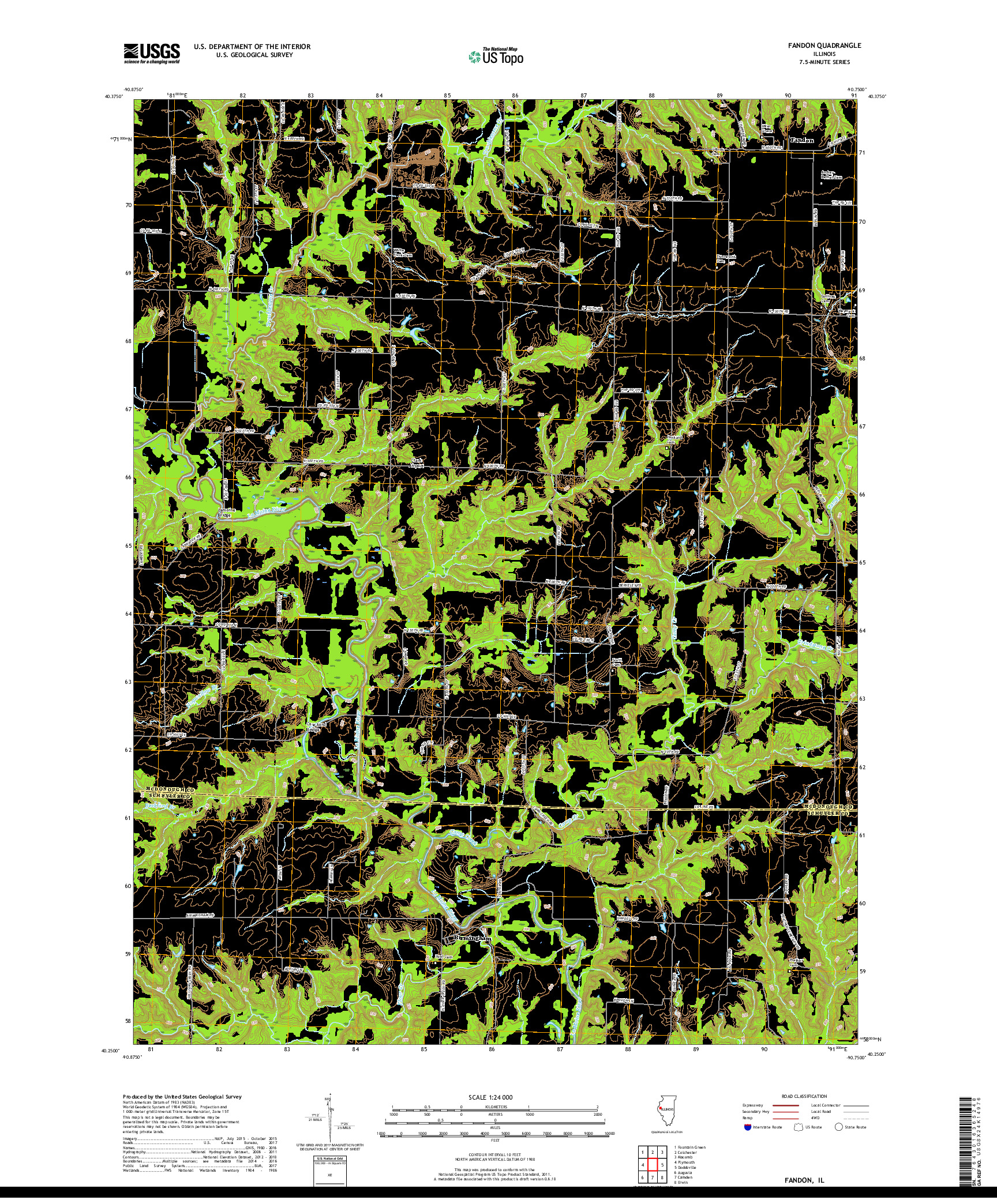 USGS US TOPO 7.5-MINUTE MAP FOR FANDON, IL 2018