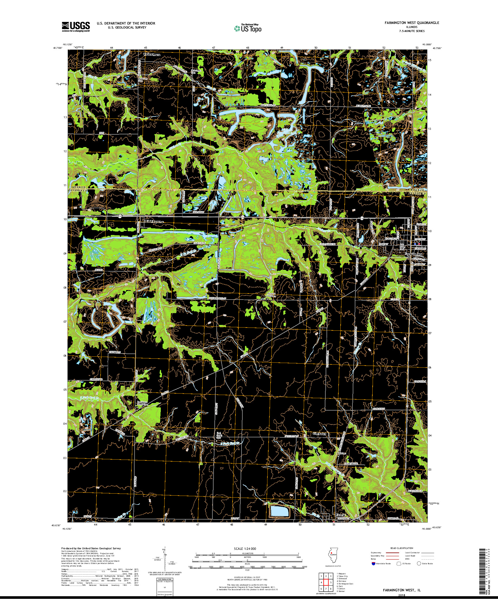 USGS US TOPO 7.5-MINUTE MAP FOR FARMINGTON WEST, IL 2018