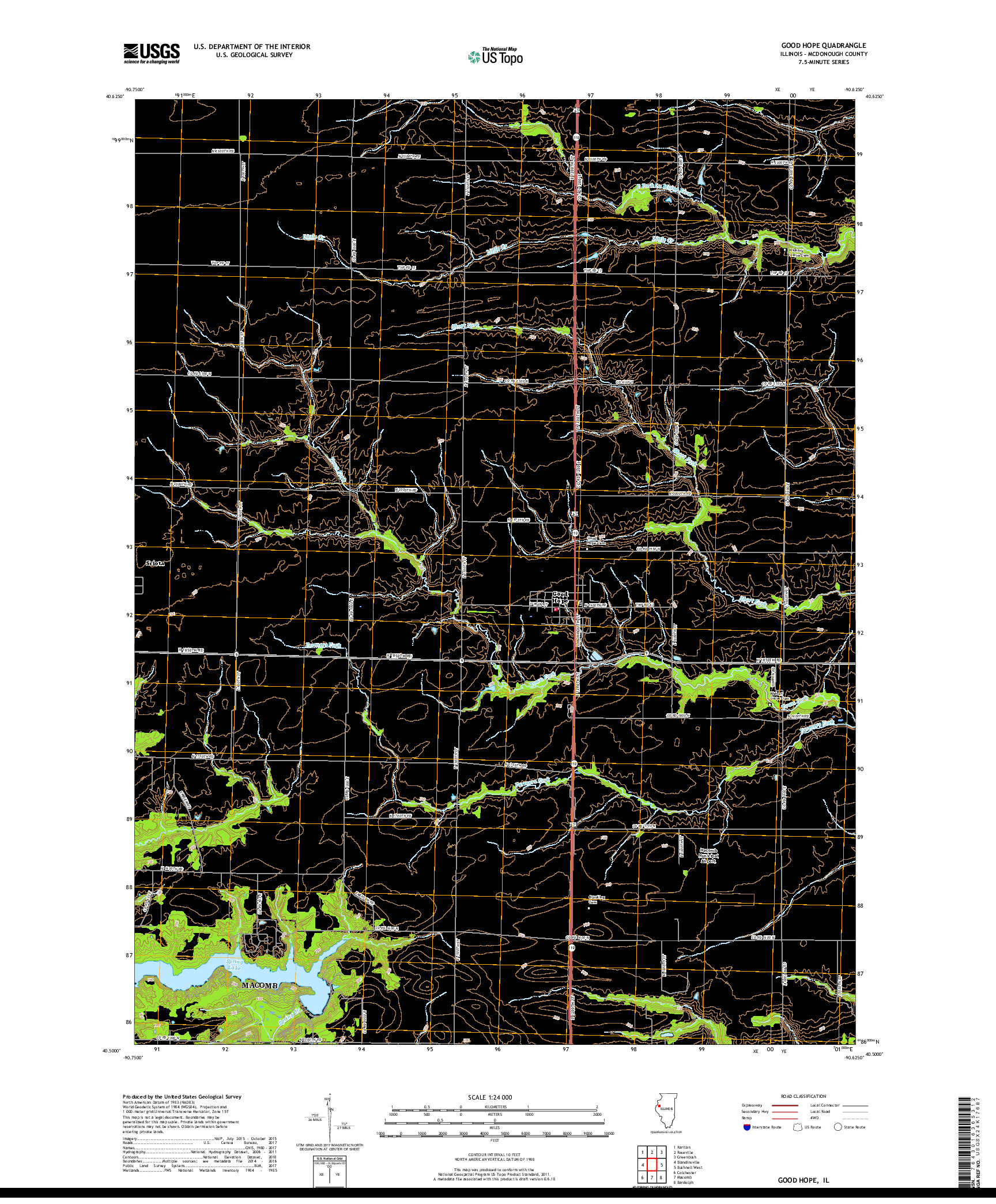 USGS US TOPO 7.5-MINUTE MAP FOR GOOD HOPE, IL 2018