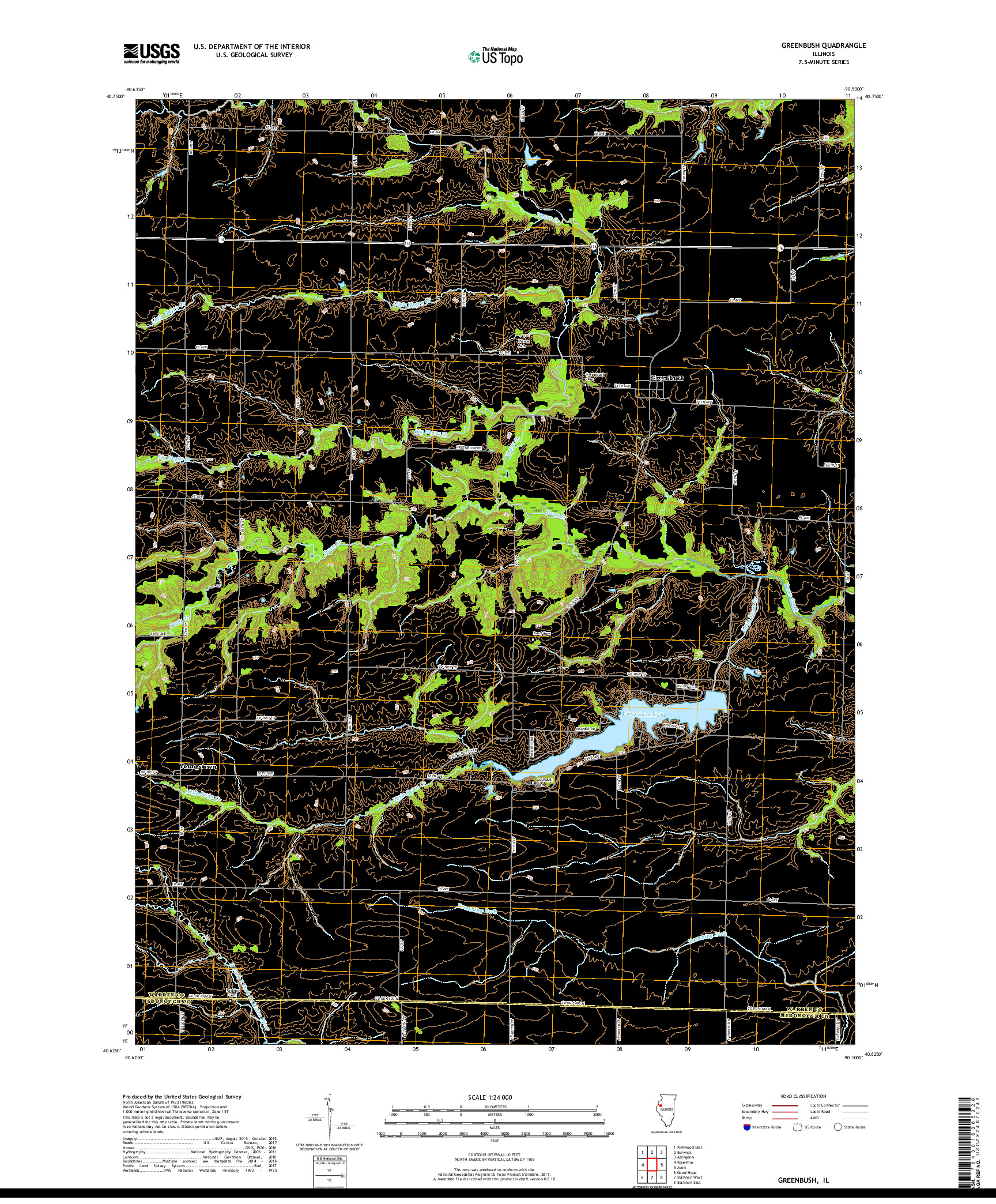 USGS US TOPO 7.5-MINUTE MAP FOR GREENBUSH, IL 2018