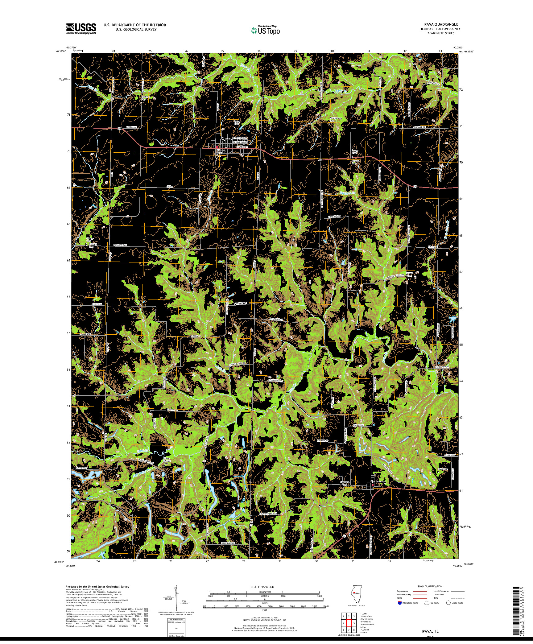 USGS US TOPO 7.5-MINUTE MAP FOR IPAVA, IL 2018