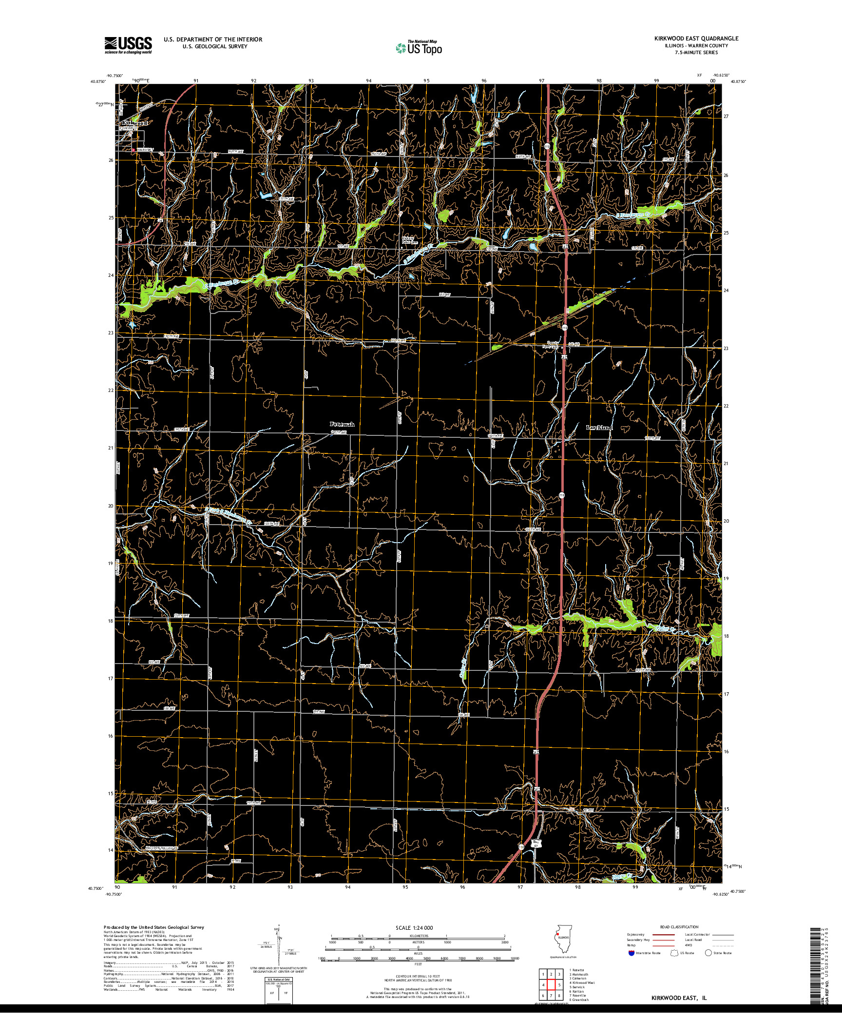 USGS US TOPO 7.5-MINUTE MAP FOR KIRKWOOD EAST, IL 2018