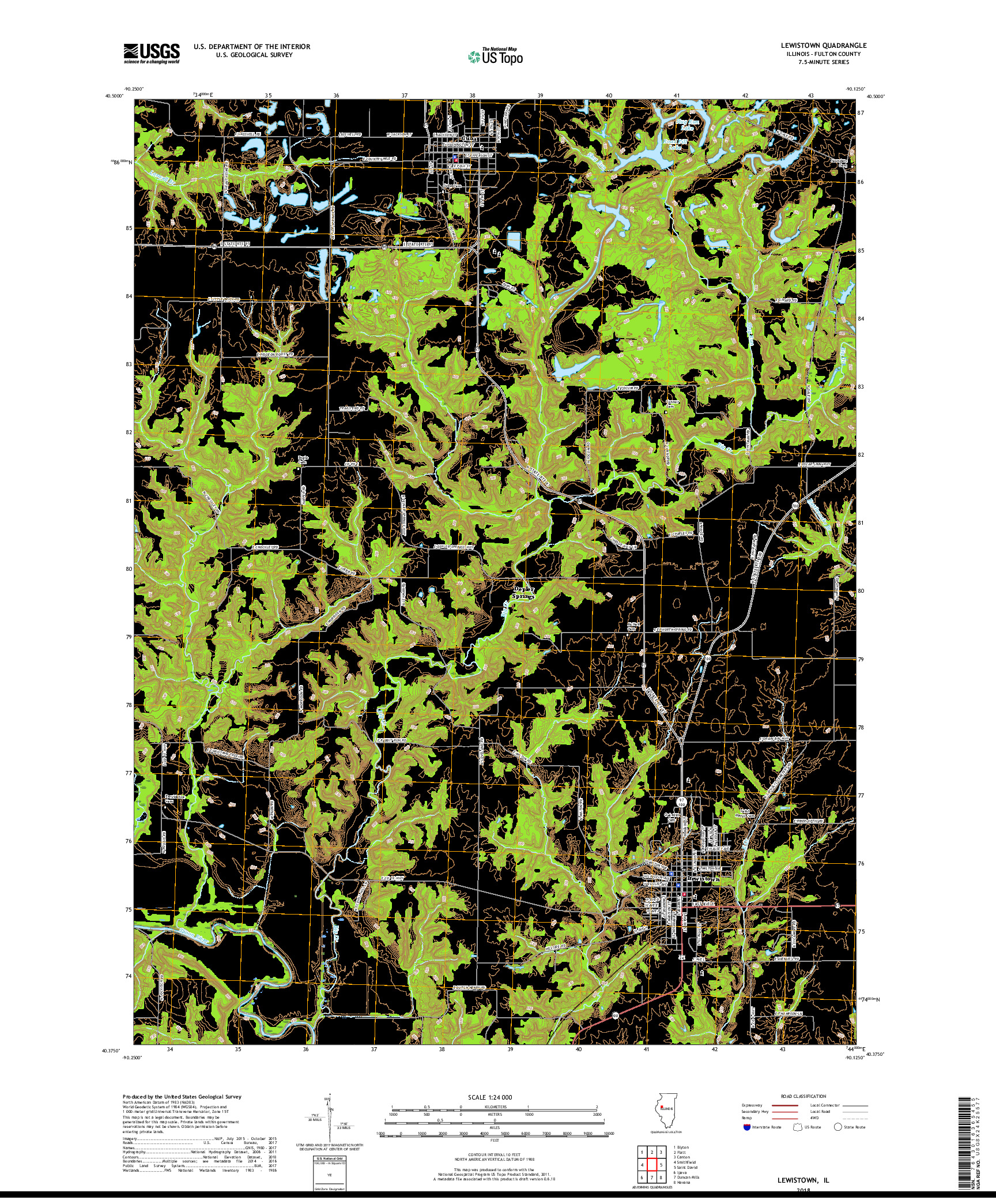 USGS US TOPO 7.5-MINUTE MAP FOR LEWISTOWN, IL 2018