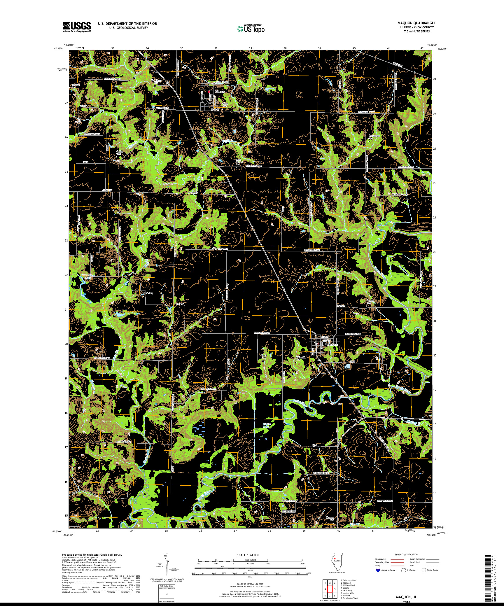 USGS US TOPO 7.5-MINUTE MAP FOR MAQUON, IL 2018