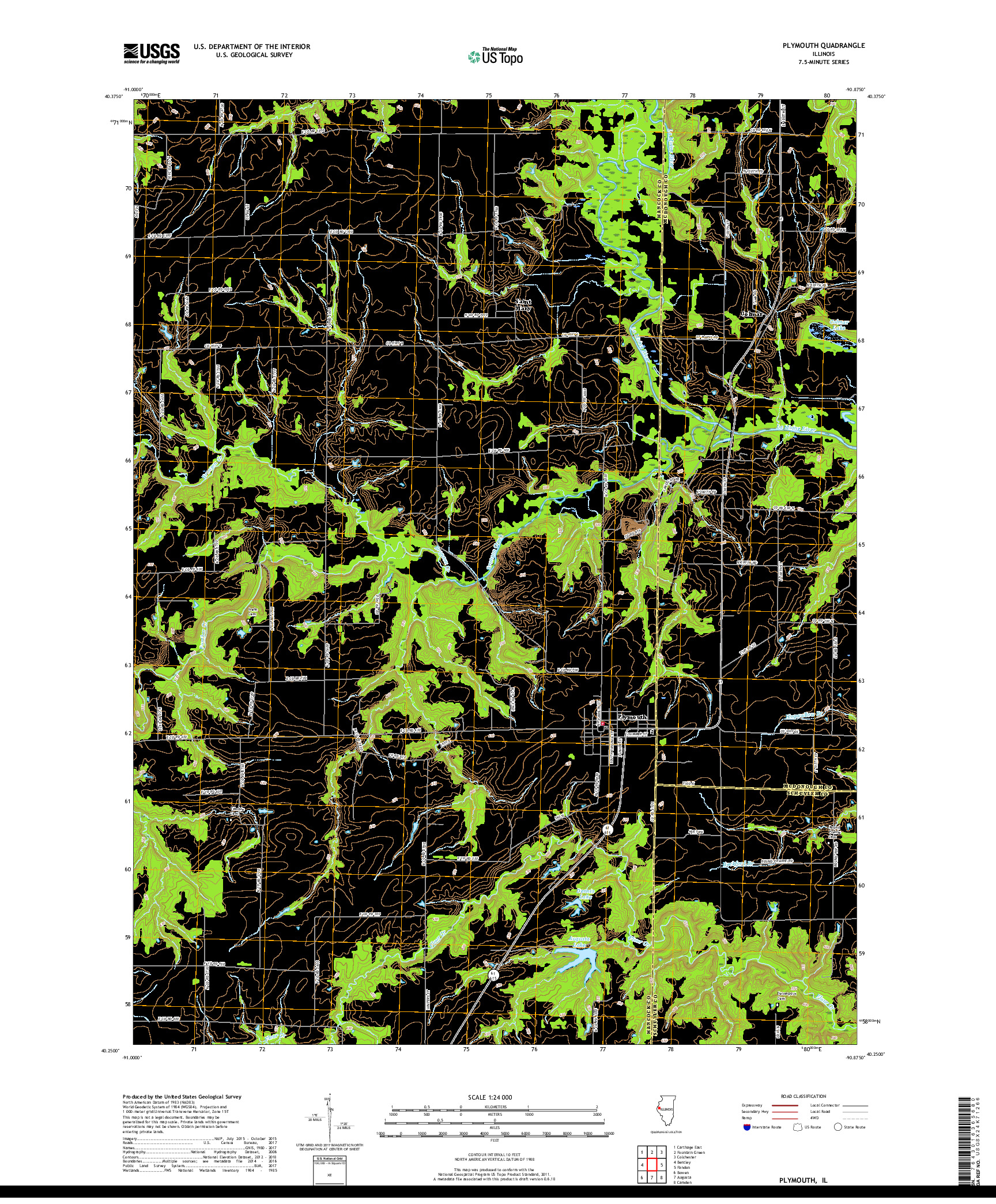 USGS US TOPO 7.5-MINUTE MAP FOR PLYMOUTH, IL 2018