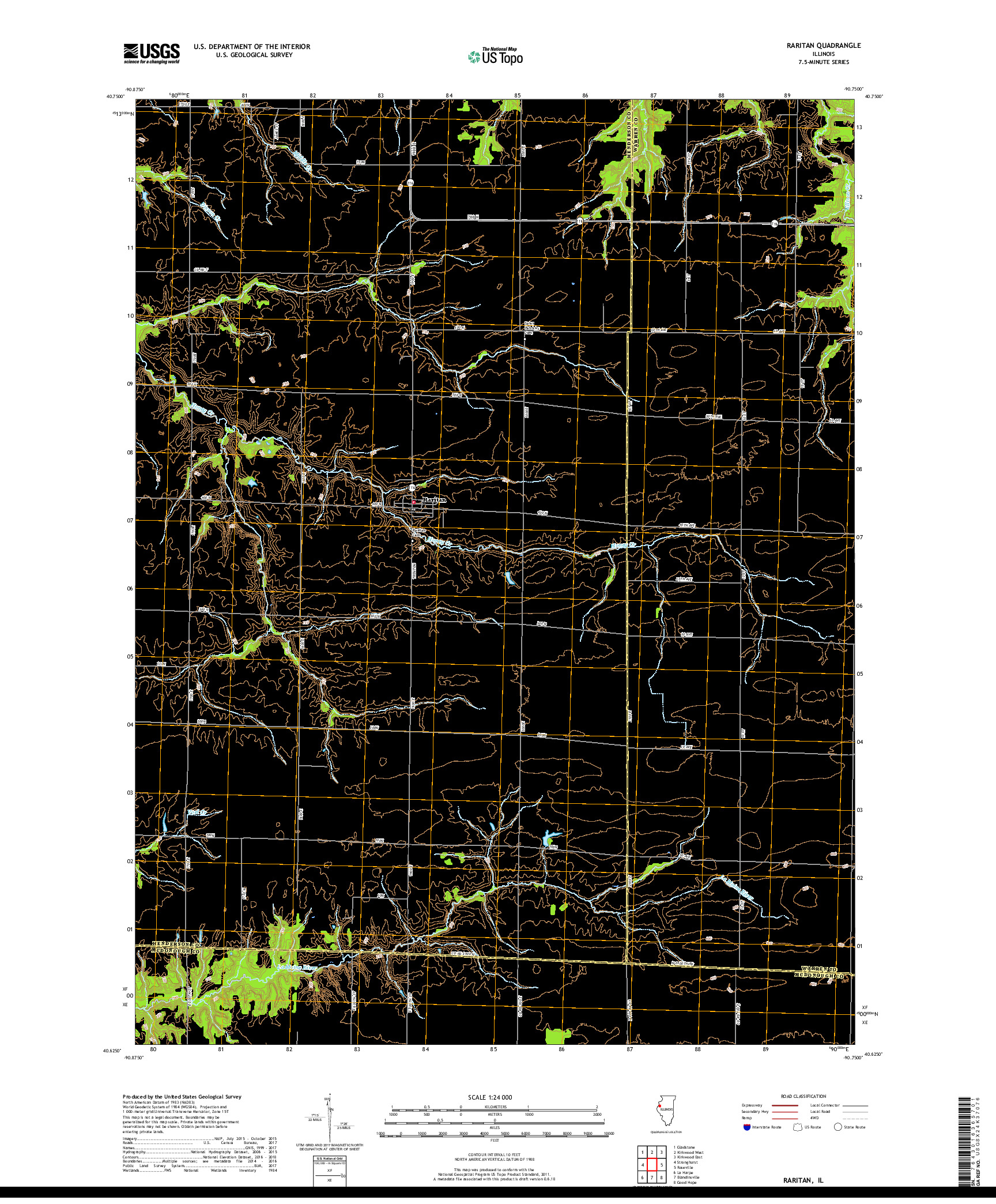 USGS US TOPO 7.5-MINUTE MAP FOR RARITAN, IL 2018