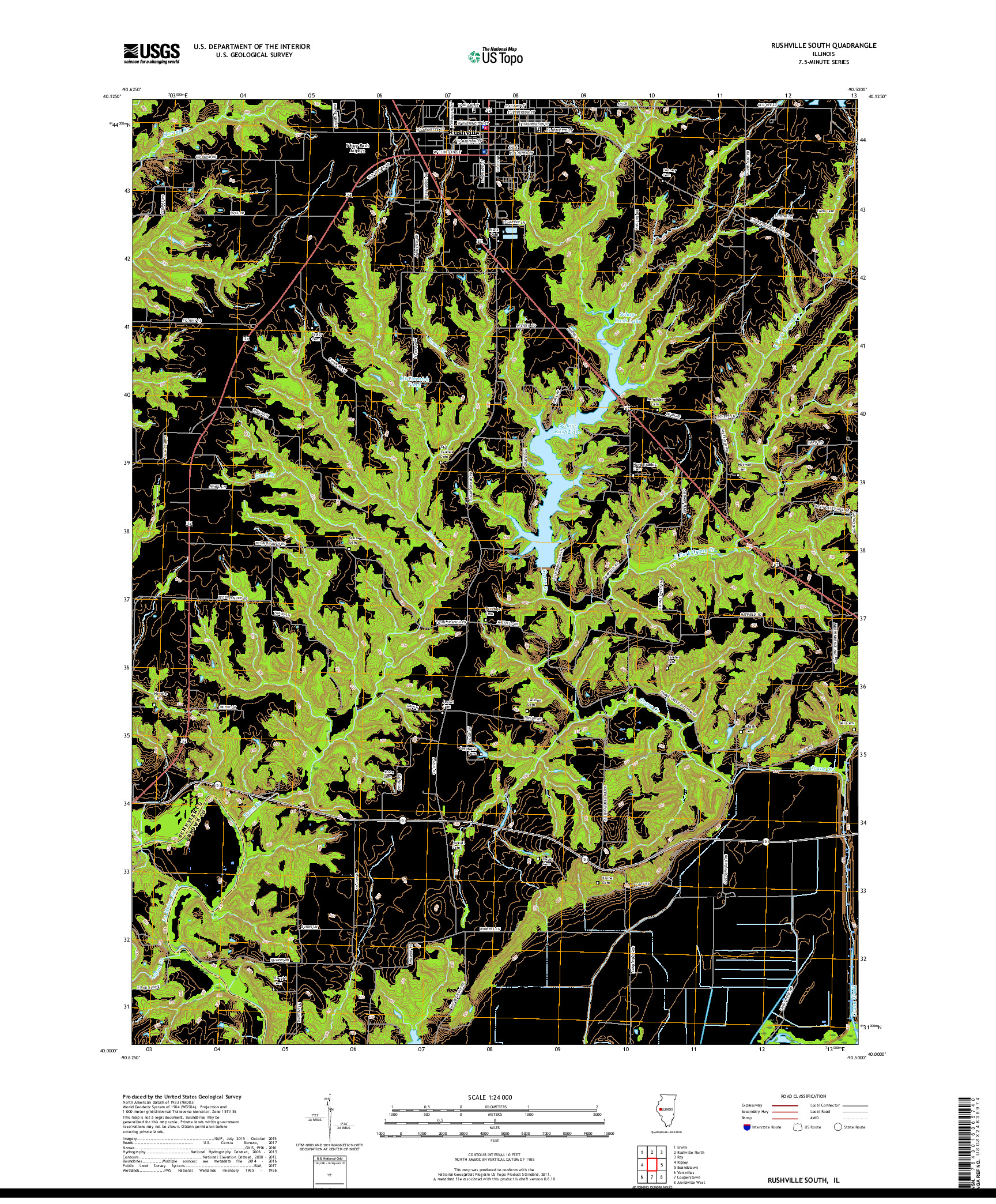 USGS US TOPO 7.5-MINUTE MAP FOR RUSHVILLE SOUTH, IL 2018