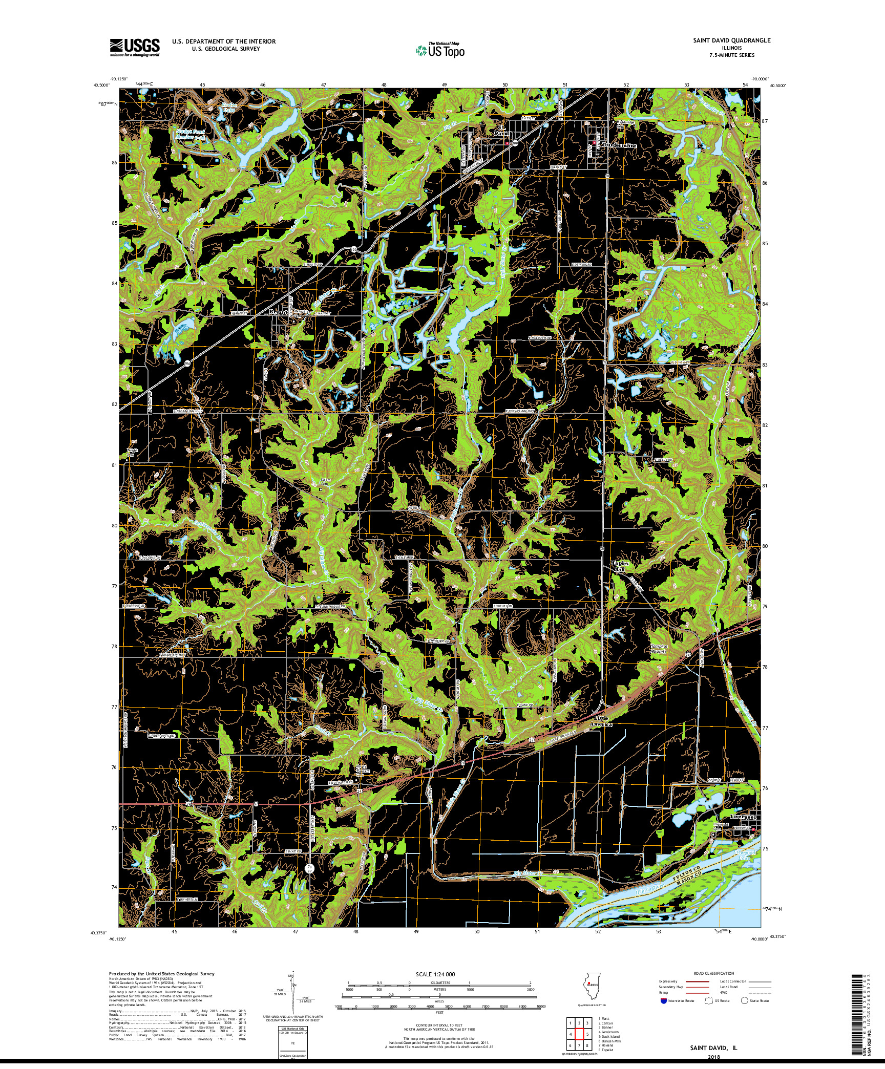 USGS US TOPO 7.5-MINUTE MAP FOR SAINT DAVID, IL 2018