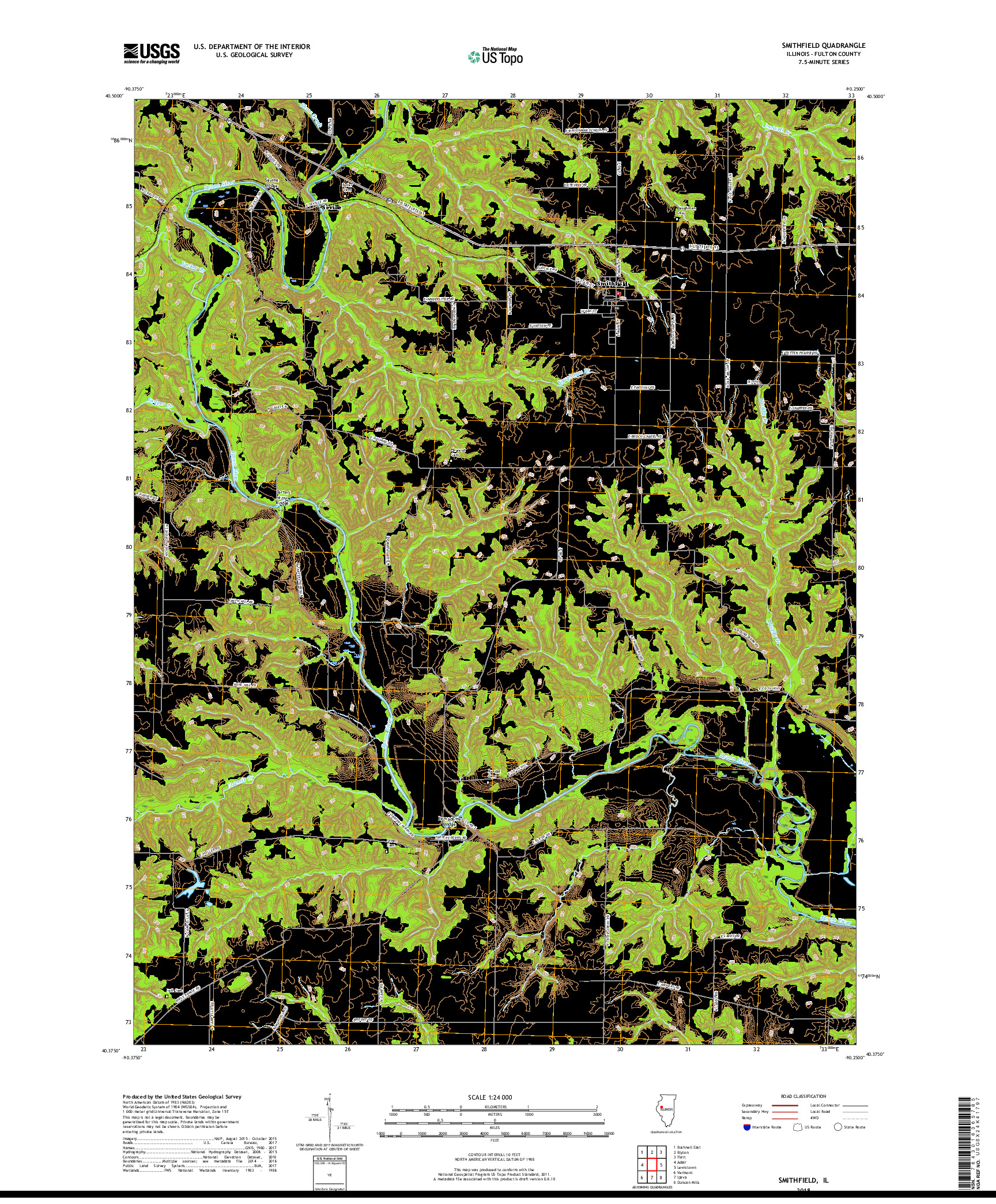 USGS US TOPO 7.5-MINUTE MAP FOR SMITHFIELD, IL 2018