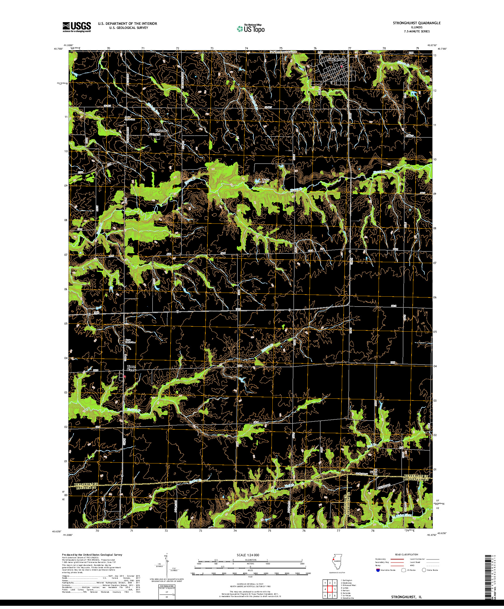 USGS US TOPO 7.5-MINUTE MAP FOR STRONGHURST, IL 2018