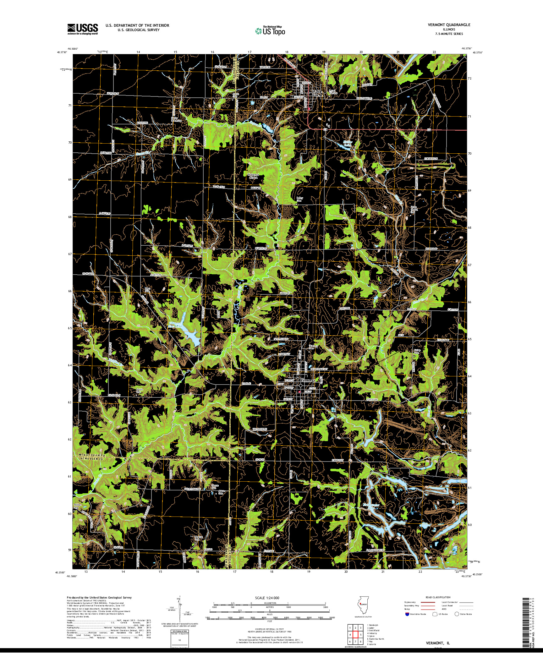 USGS US TOPO 7.5-MINUTE MAP FOR VERMONT, IL 2018