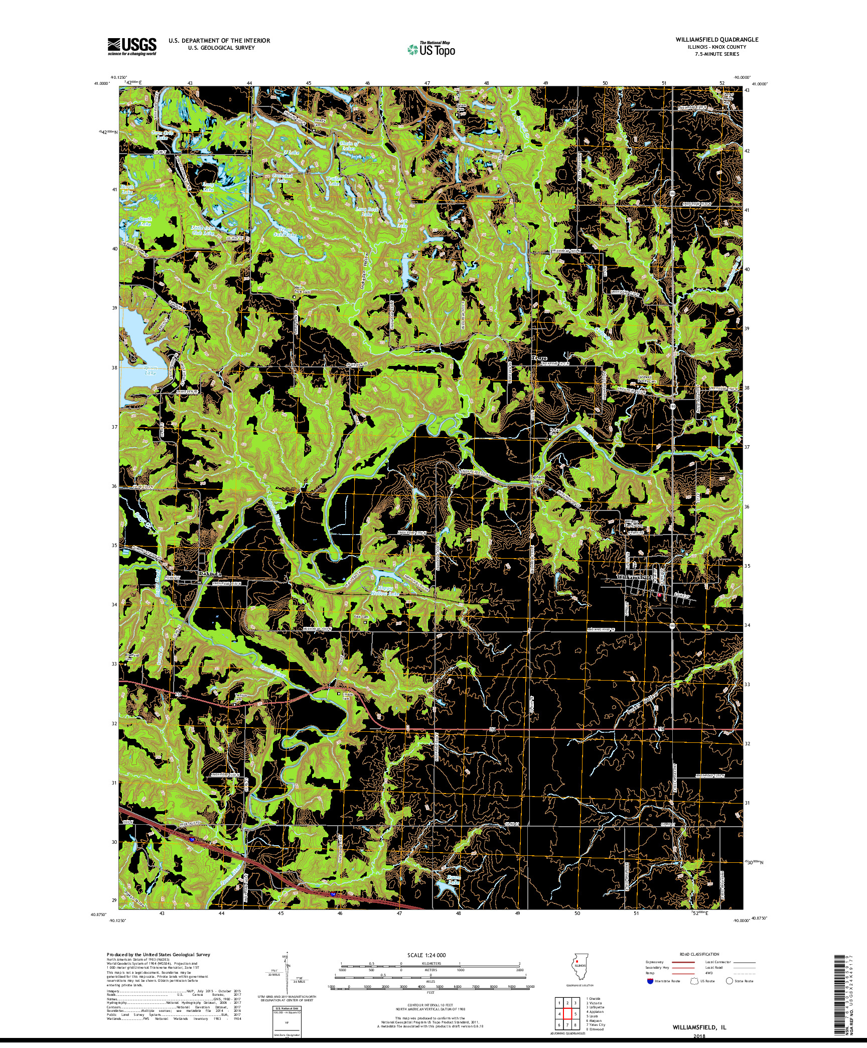 USGS US TOPO 7.5-MINUTE MAP FOR WILLIAMSFIELD, IL 2018