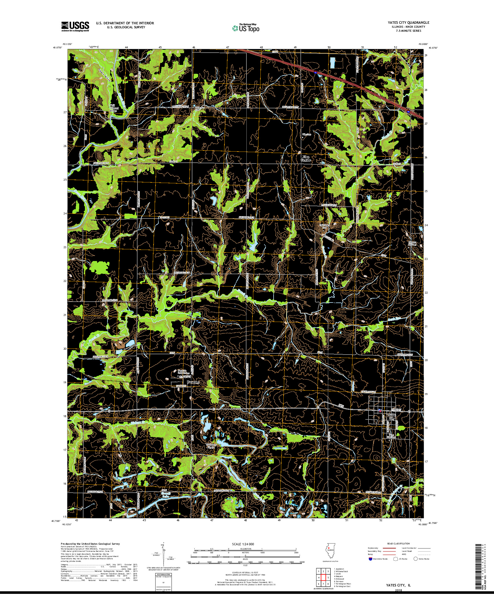 USGS US TOPO 7.5-MINUTE MAP FOR YATES CITY, IL 2018