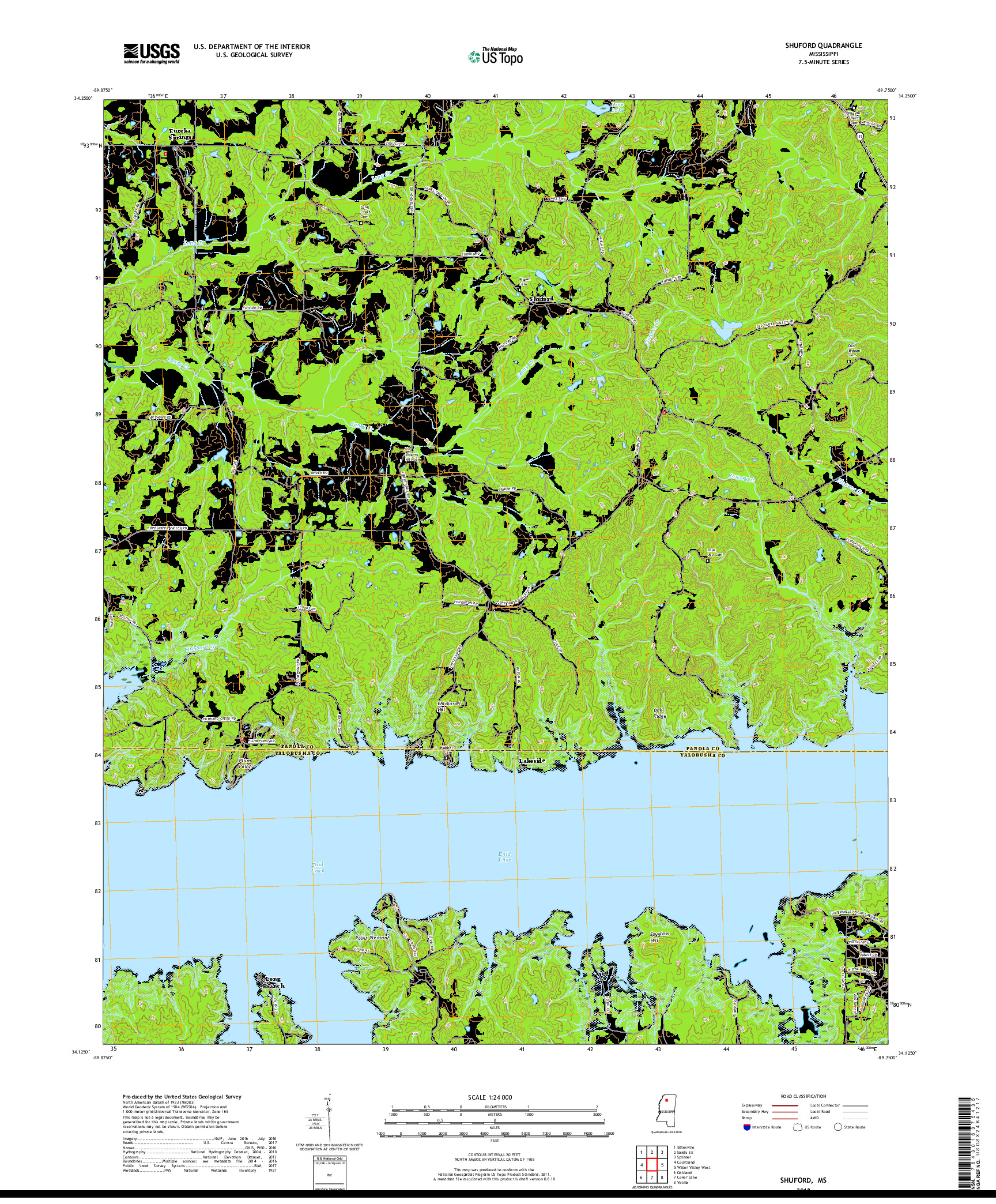 USGS US TOPO 7.5-MINUTE MAP FOR SHUFORD, MS 2018