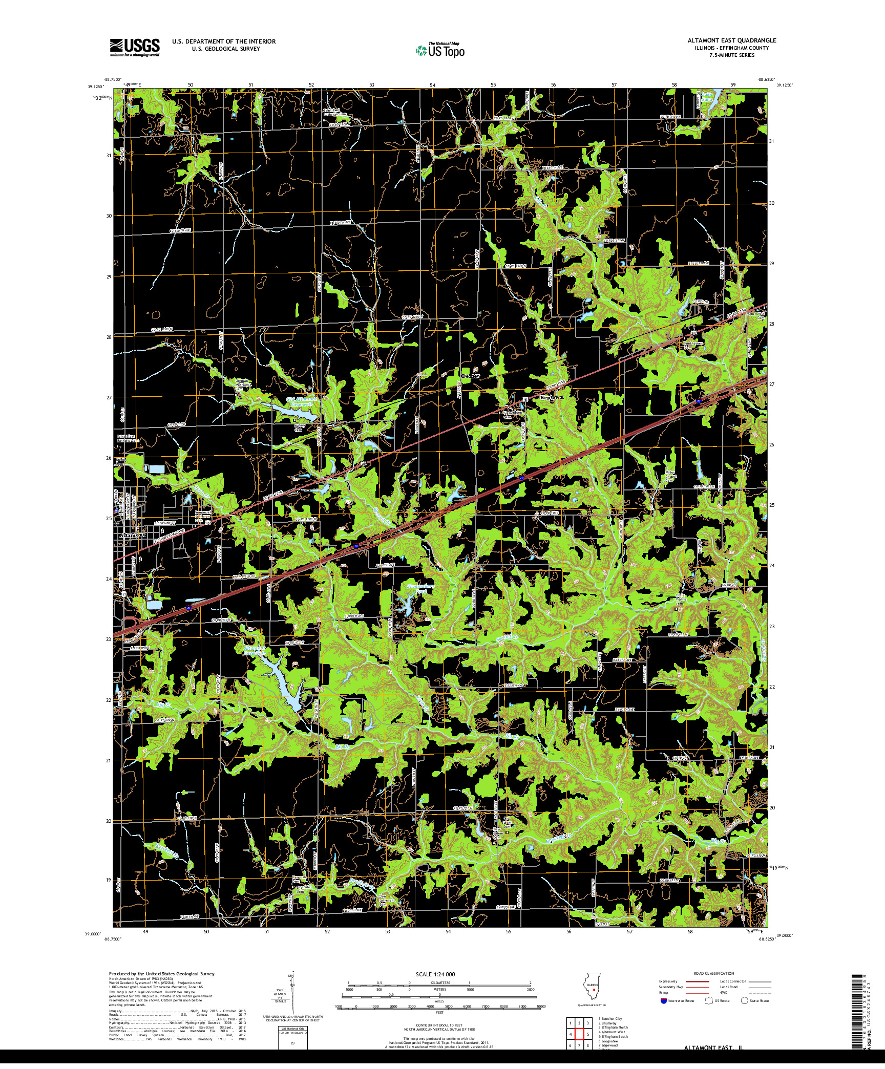 USGS US TOPO 7.5-MINUTE MAP FOR ALTAMONT EAST, IL 2018