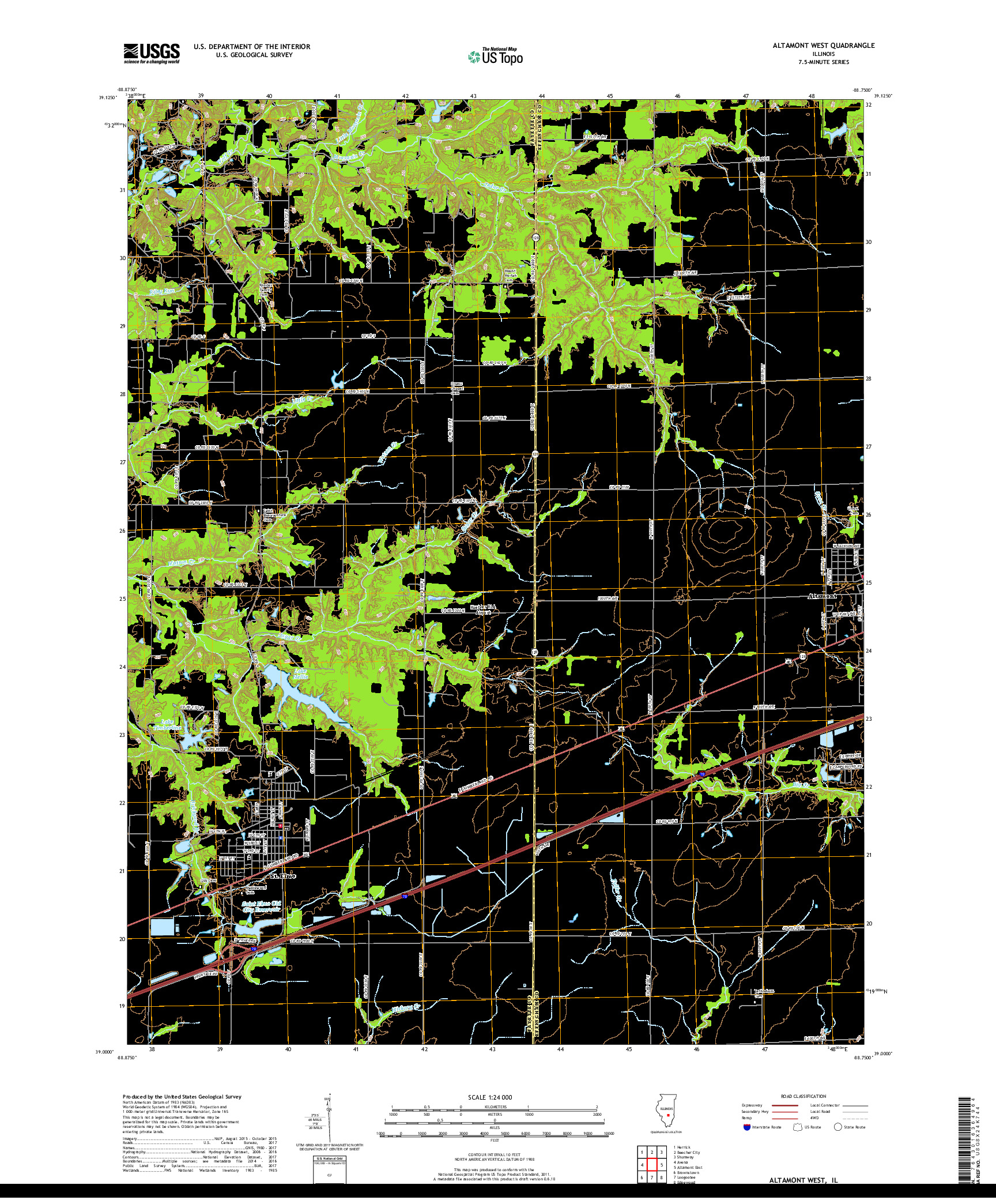 USGS US TOPO 7.5-MINUTE MAP FOR ALTAMONT WEST, IL 2018