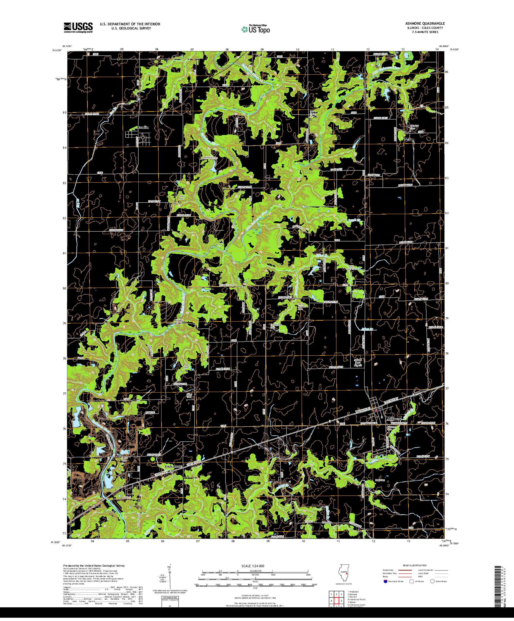 USGS US TOPO 7.5-MINUTE MAP FOR ASHMORE, IL 2018