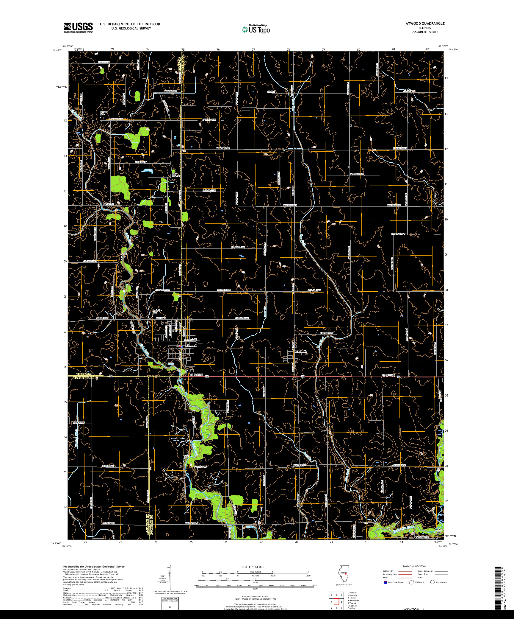 USGS US TOPO 7.5-MINUTE MAP FOR ATWOOD, IL 2018