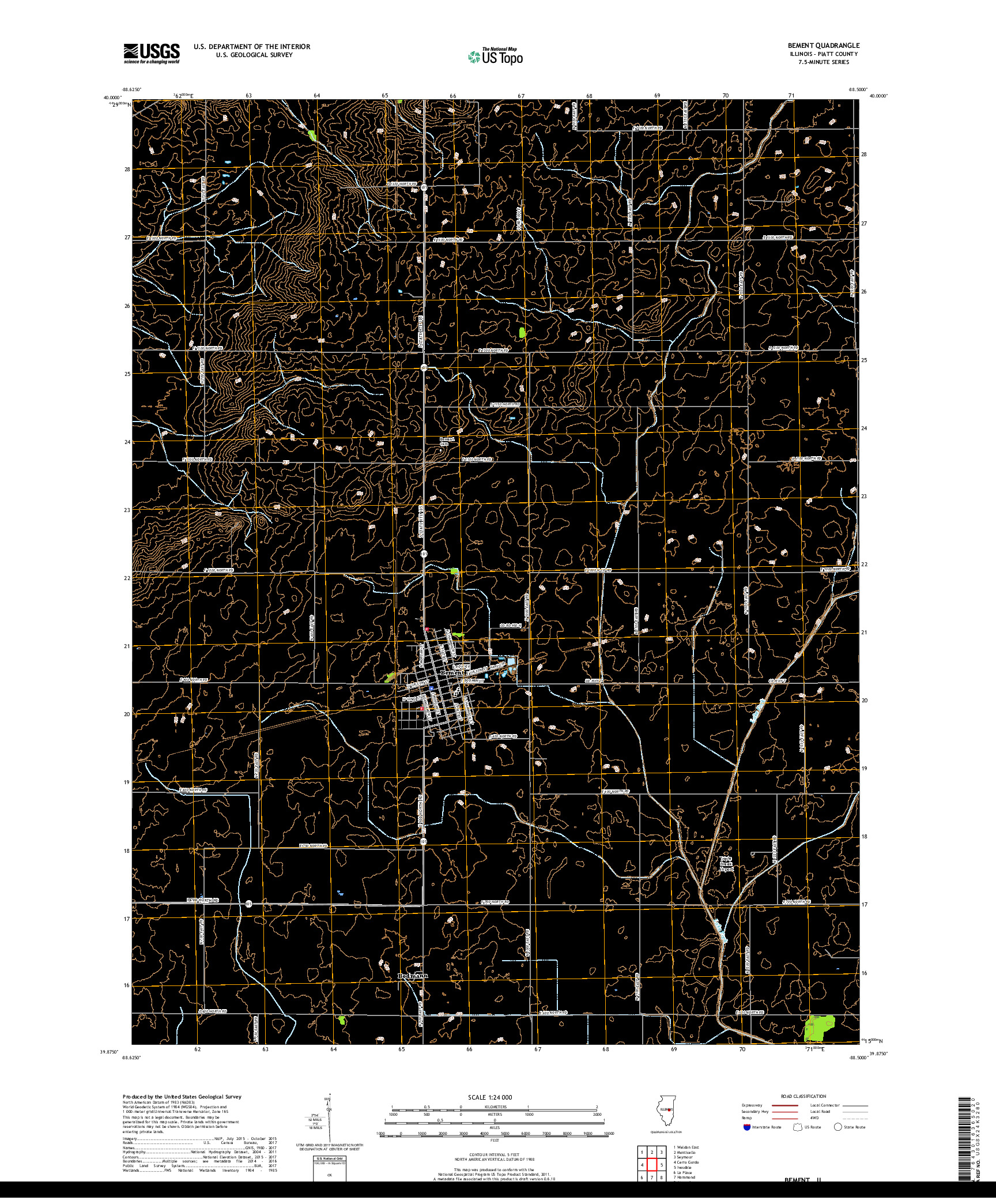 USGS US TOPO 7.5-MINUTE MAP FOR BEMENT, IL 2018