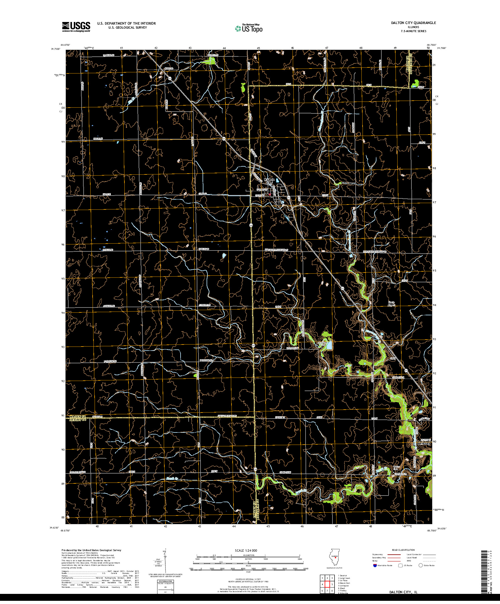USGS US TOPO 7.5-MINUTE MAP FOR DALTON CITY, IL 2018