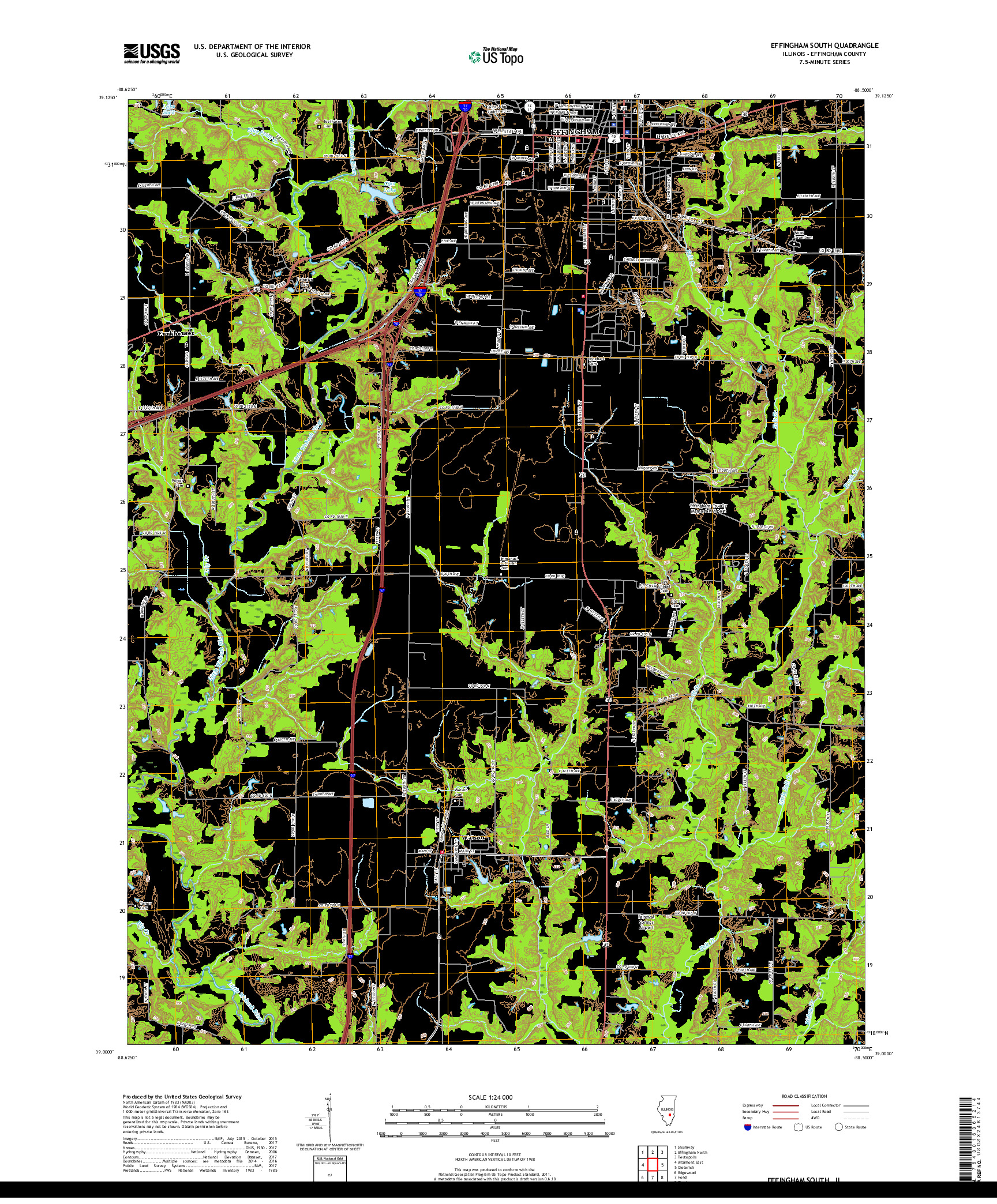 USGS US TOPO 7.5-MINUTE MAP FOR EFFINGHAM SOUTH, IL 2018