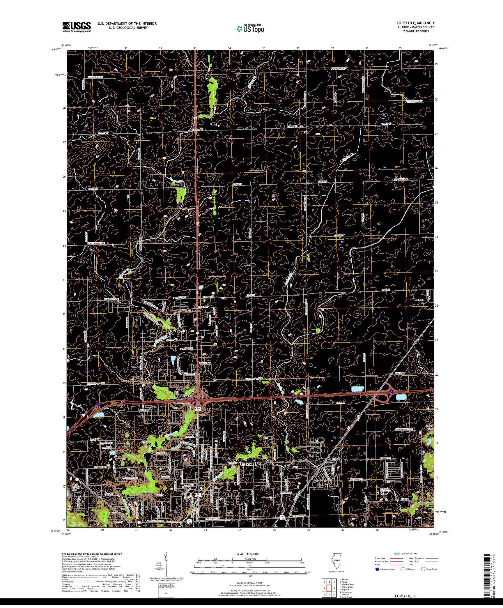 USGS US TOPO 7.5-MINUTE MAP FOR FORSYTH, IL 2018