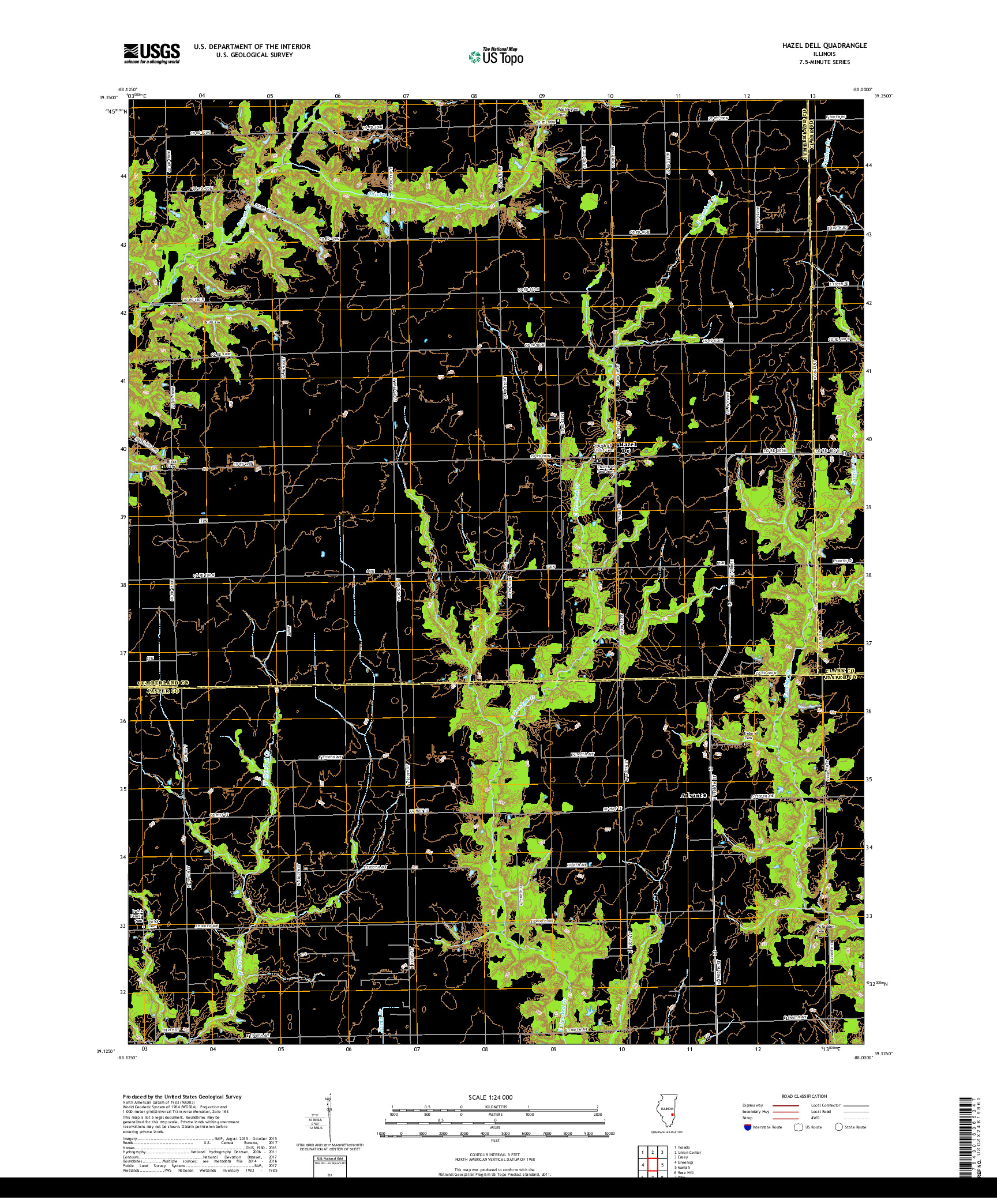 USGS US TOPO 7.5-MINUTE MAP FOR HAZEL DELL, IL 2018