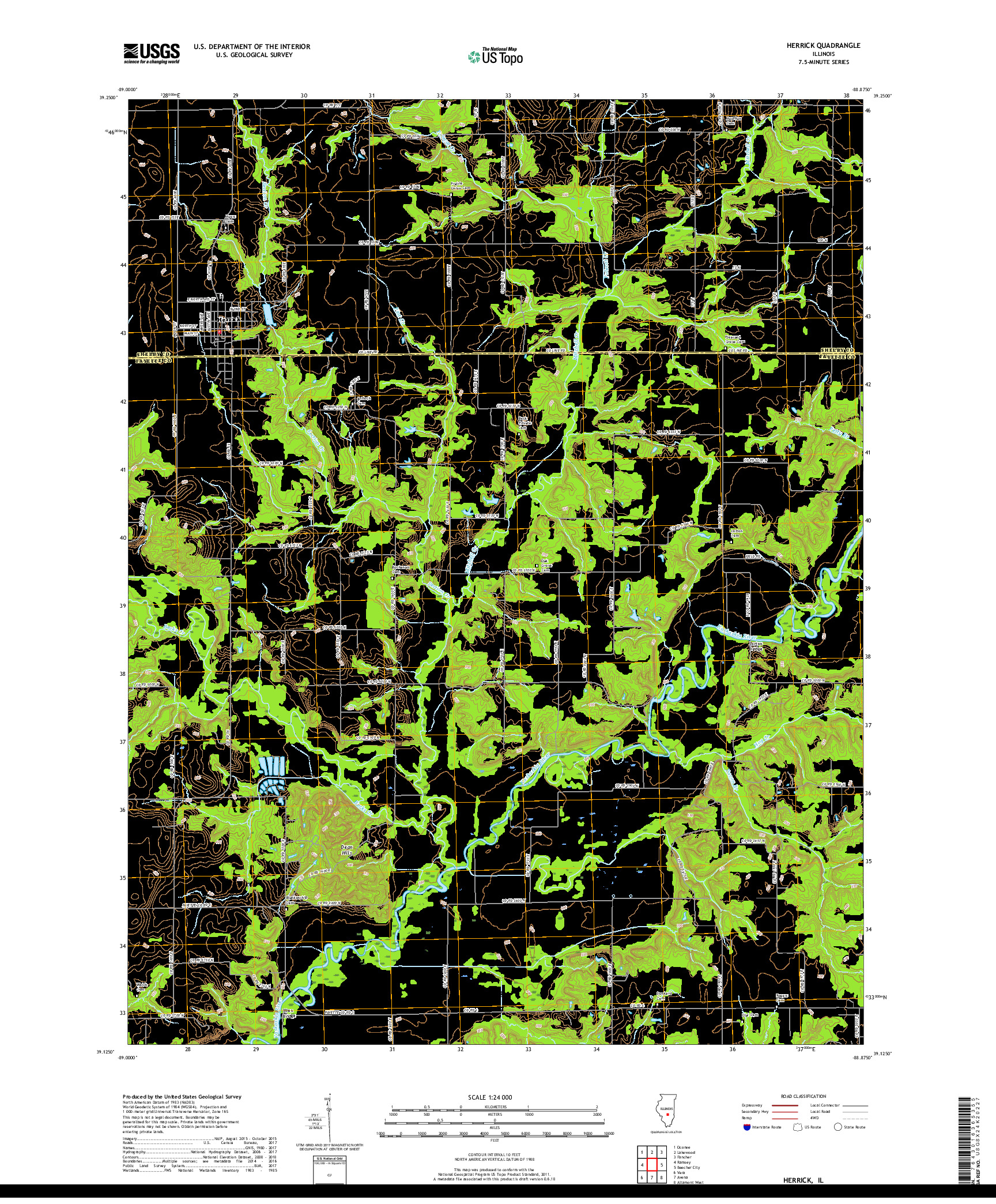 USGS US TOPO 7.5-MINUTE MAP FOR HERRICK, IL 2018