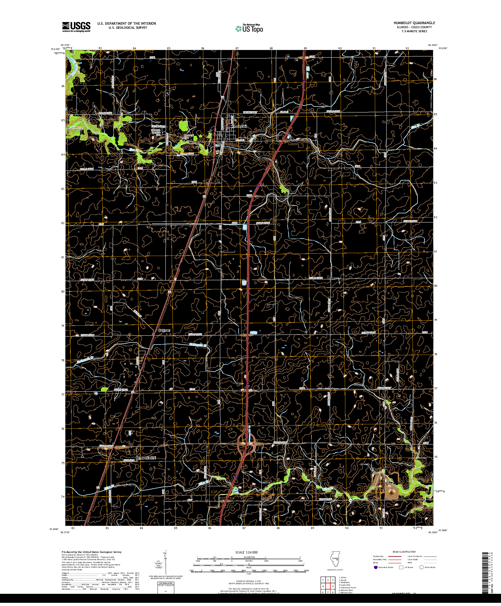 USGS US TOPO 7.5-MINUTE MAP FOR HUMBOLDT, IL 2018