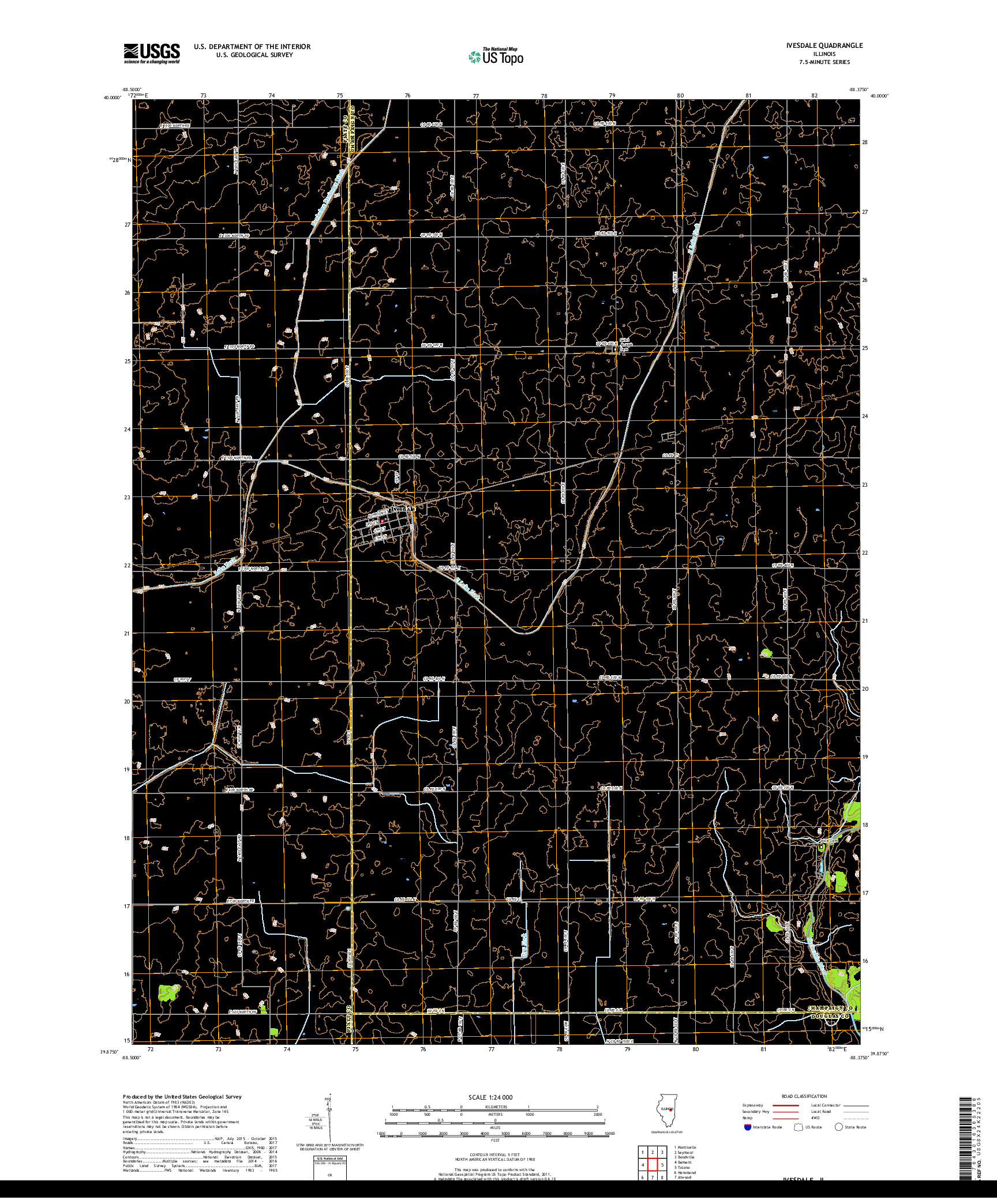 USGS US TOPO 7.5-MINUTE MAP FOR IVESDALE, IL 2018