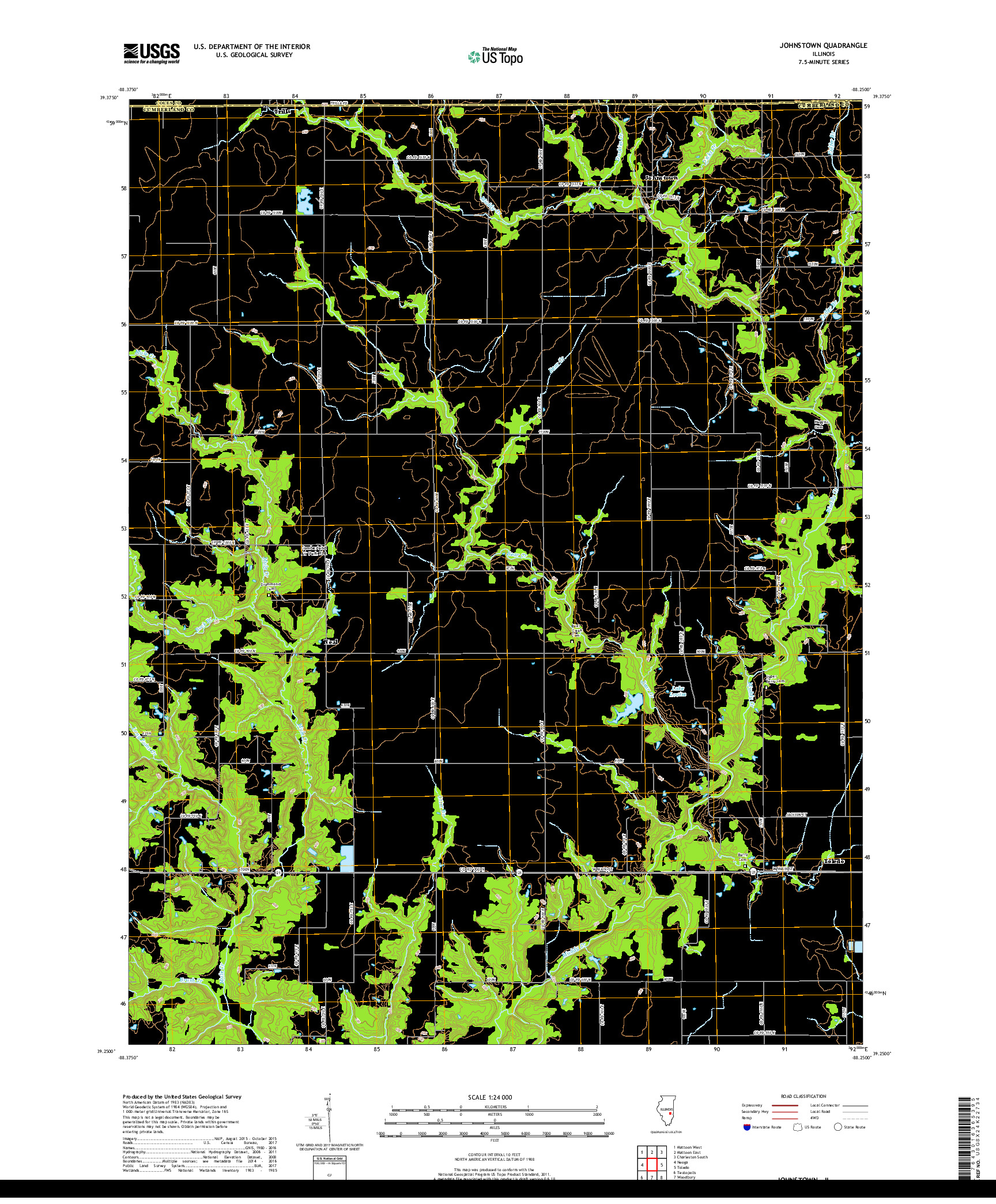 USGS US TOPO 7.5-MINUTE MAP FOR JOHNSTOWN, IL 2018