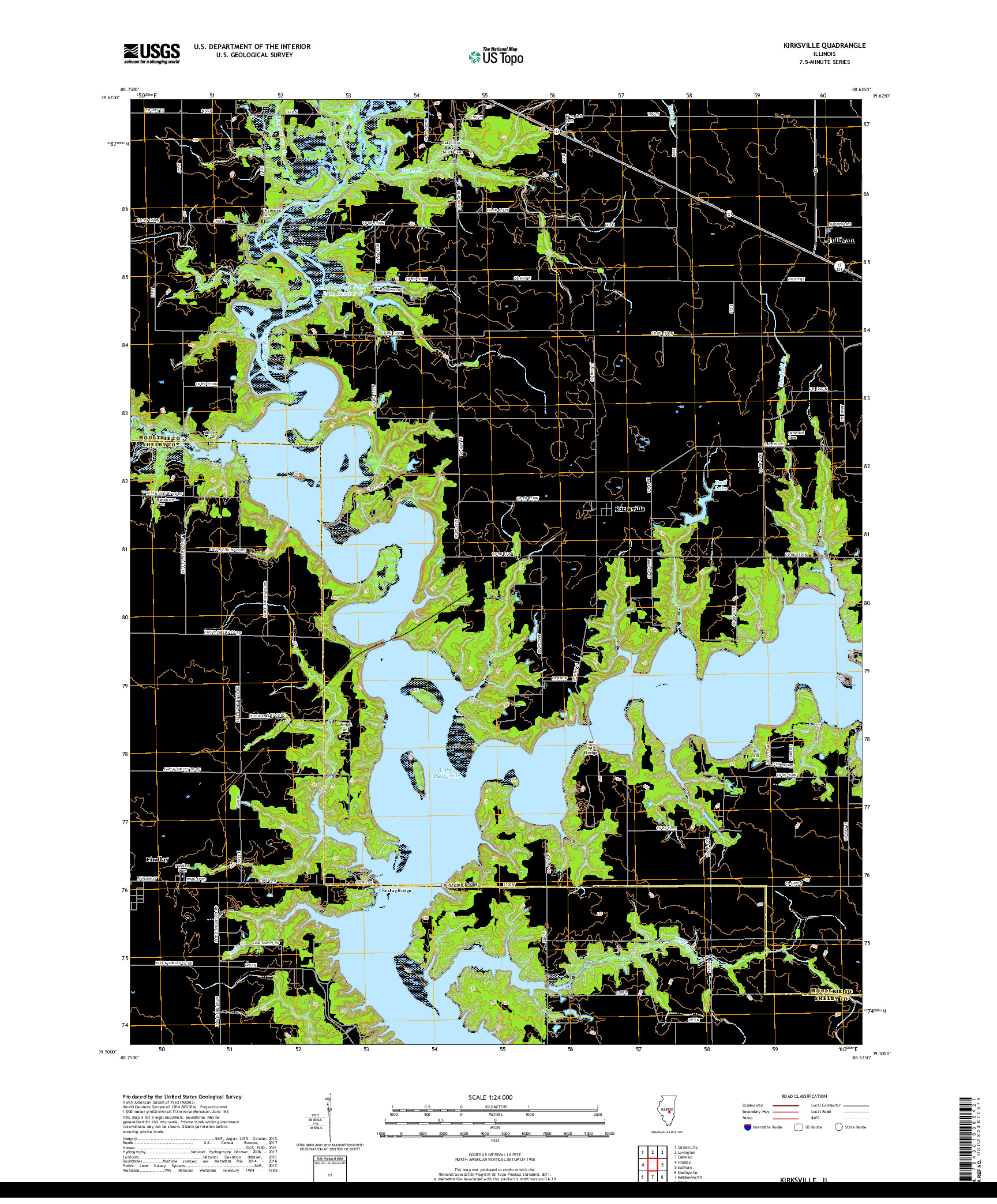 USGS US TOPO 7.5-MINUTE MAP FOR KIRKSVILLE, IL 2018