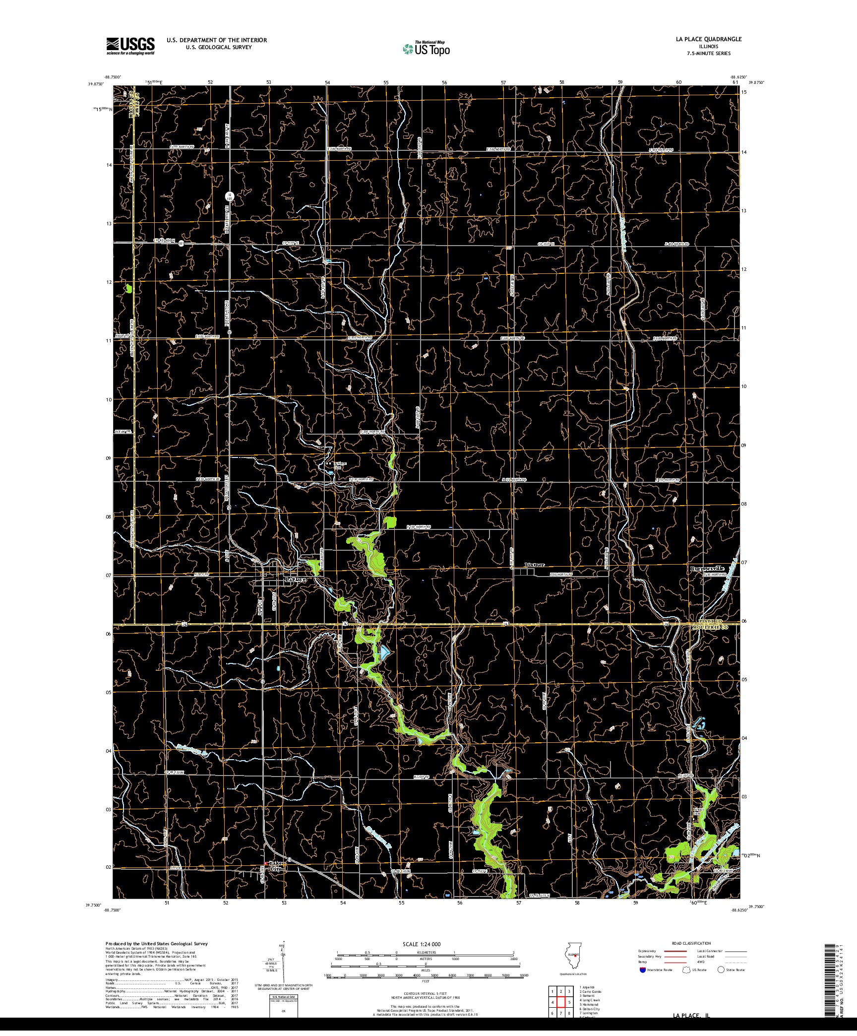 USGS US TOPO 7.5-MINUTE MAP FOR LA PLACE, IL 2018