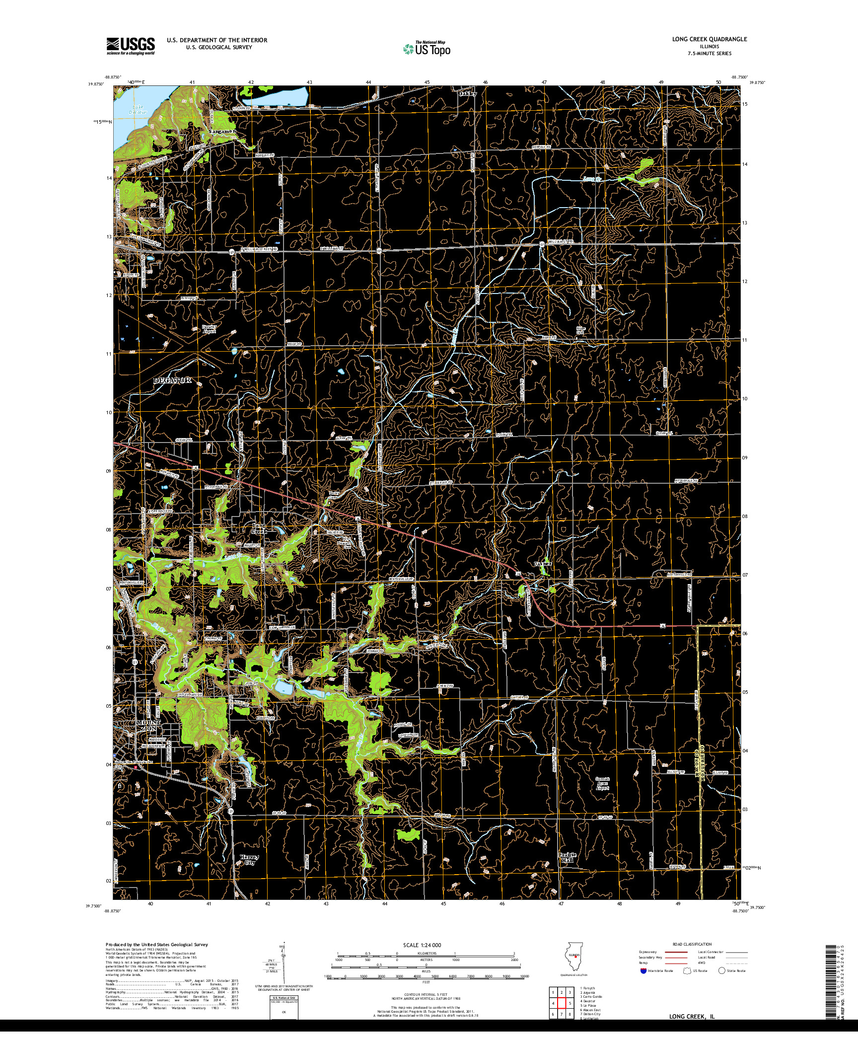 USGS US TOPO 7.5-MINUTE MAP FOR LONG CREEK, IL 2018