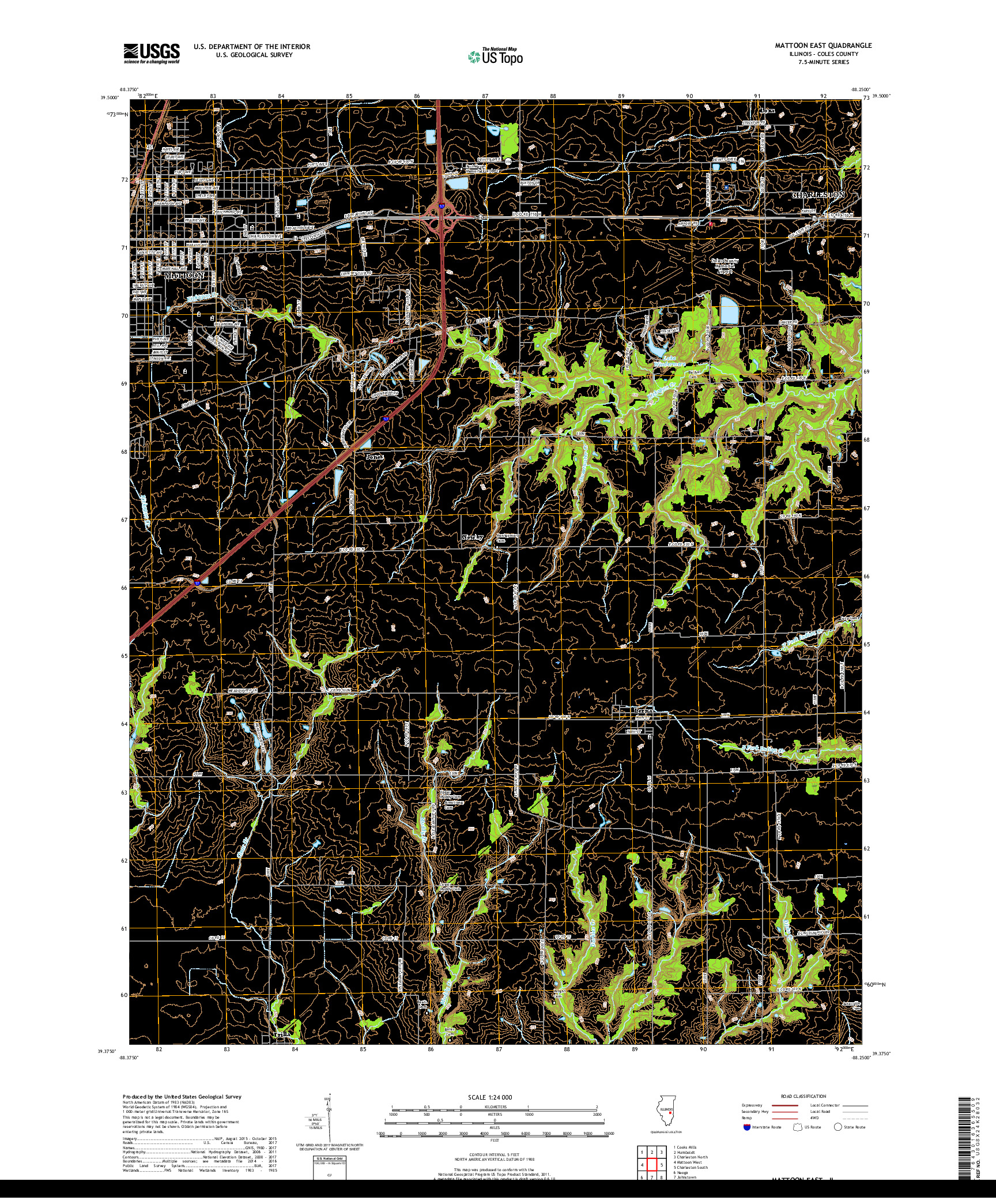 USGS US TOPO 7.5-MINUTE MAP FOR MATTOON EAST, IL 2018