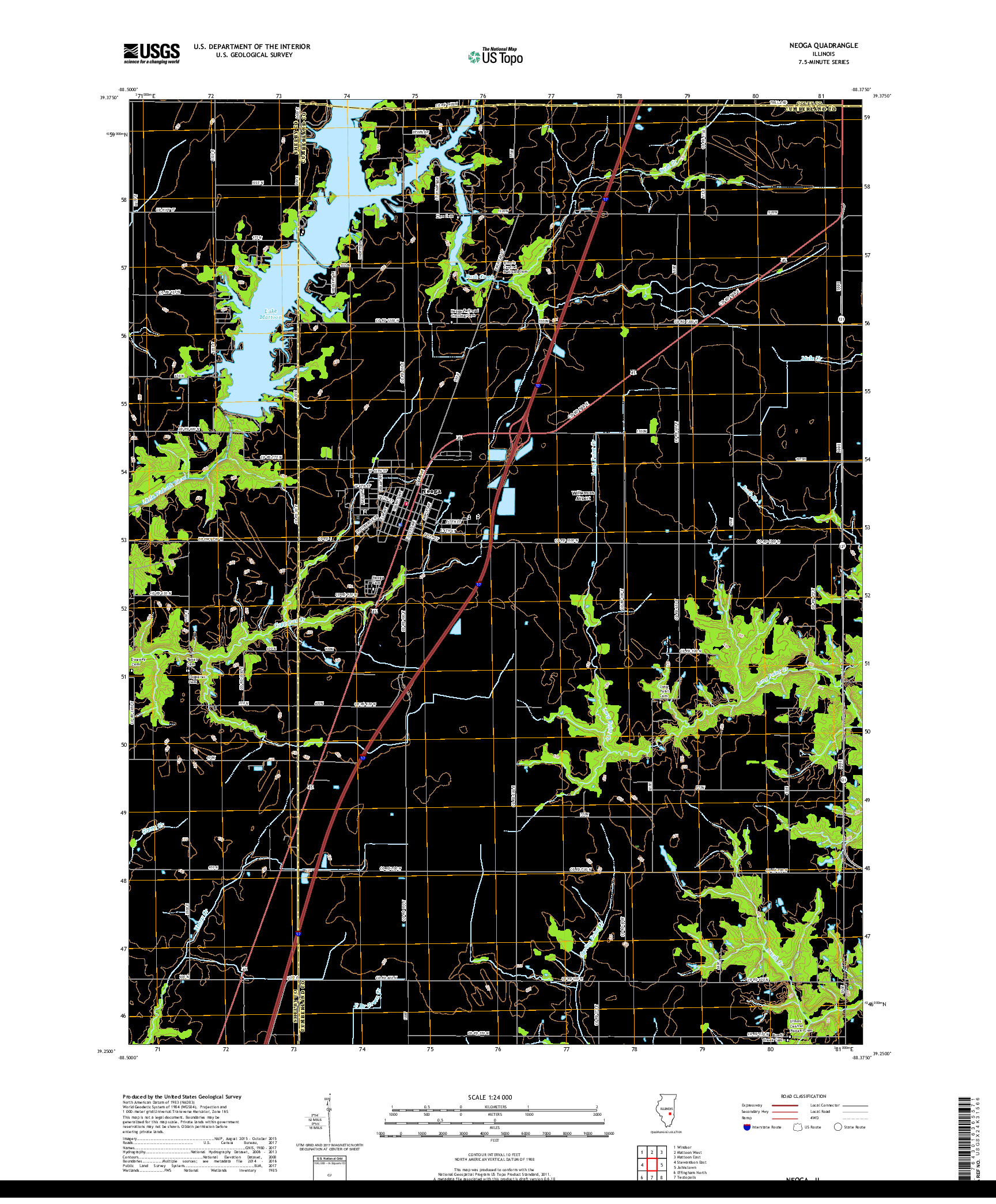 USGS US TOPO 7.5-MINUTE MAP FOR NEOGA, IL 2018