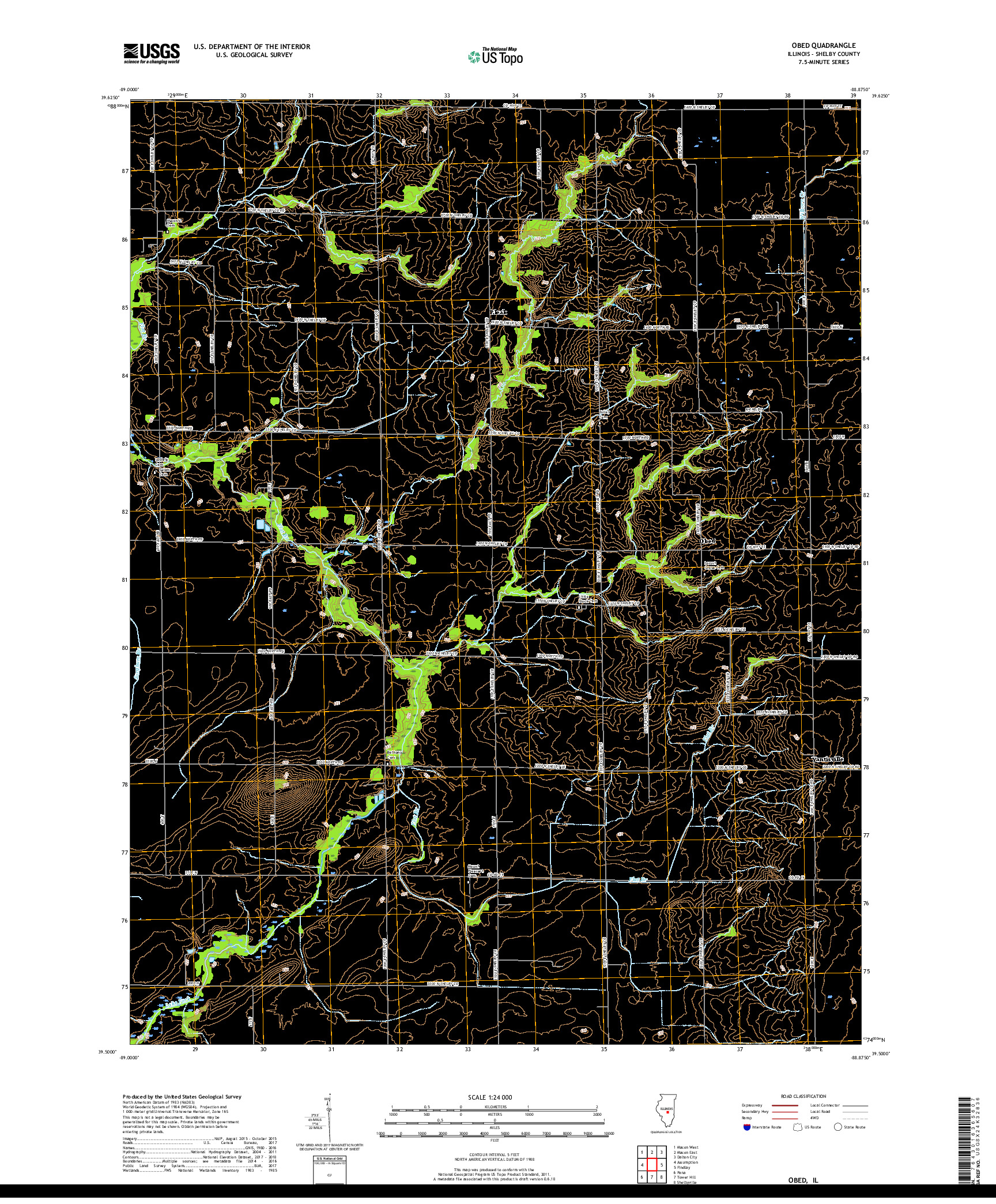 USGS US TOPO 7.5-MINUTE MAP FOR OBED, IL 2018