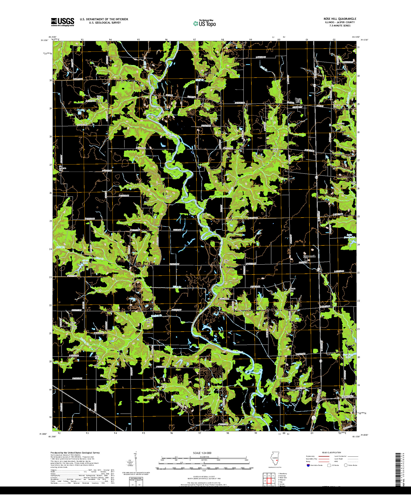 USGS US TOPO 7.5-MINUTE MAP FOR ROSE HILL, IL 2018