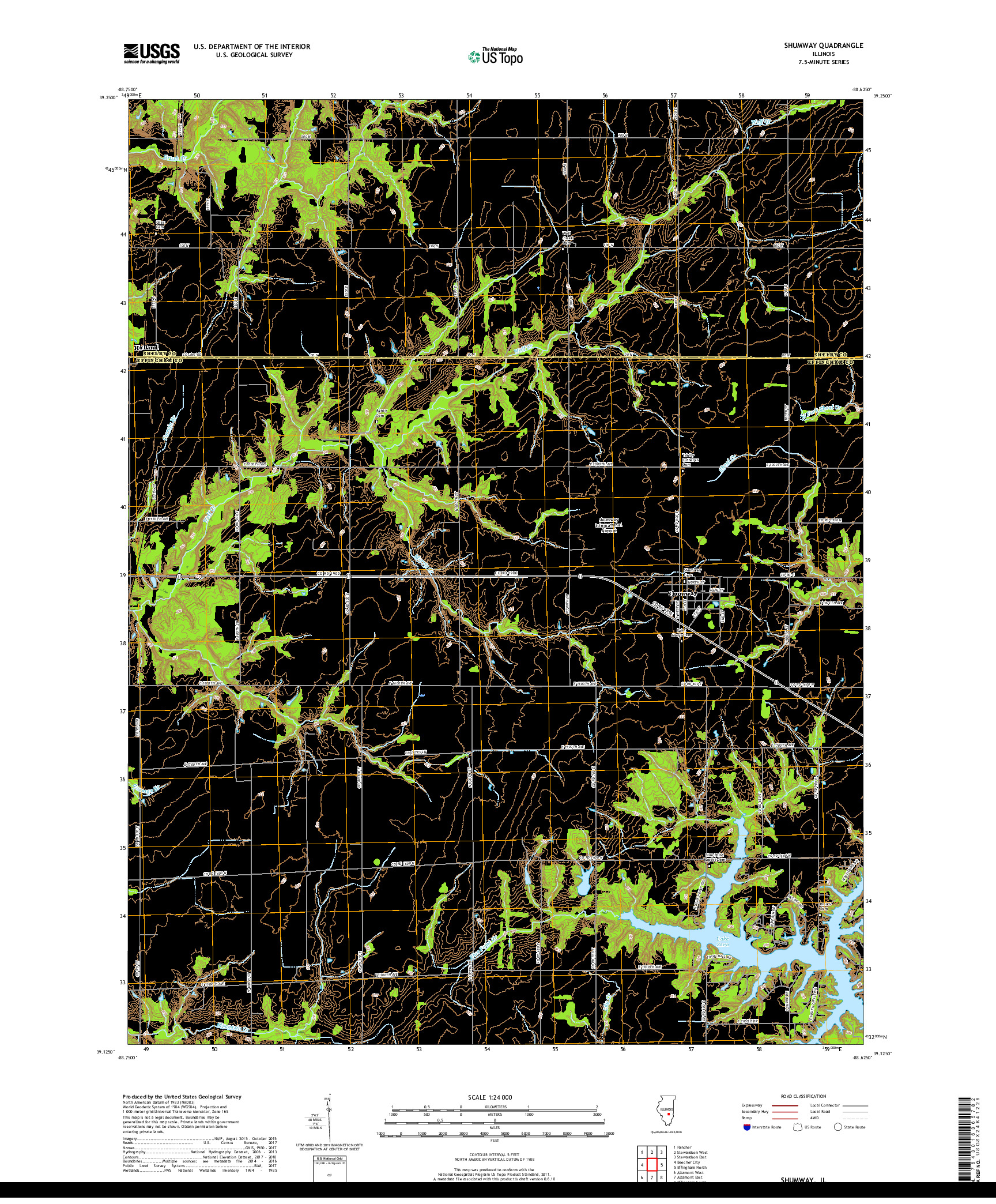 USGS US TOPO 7.5-MINUTE MAP FOR SHUMWAY, IL 2018