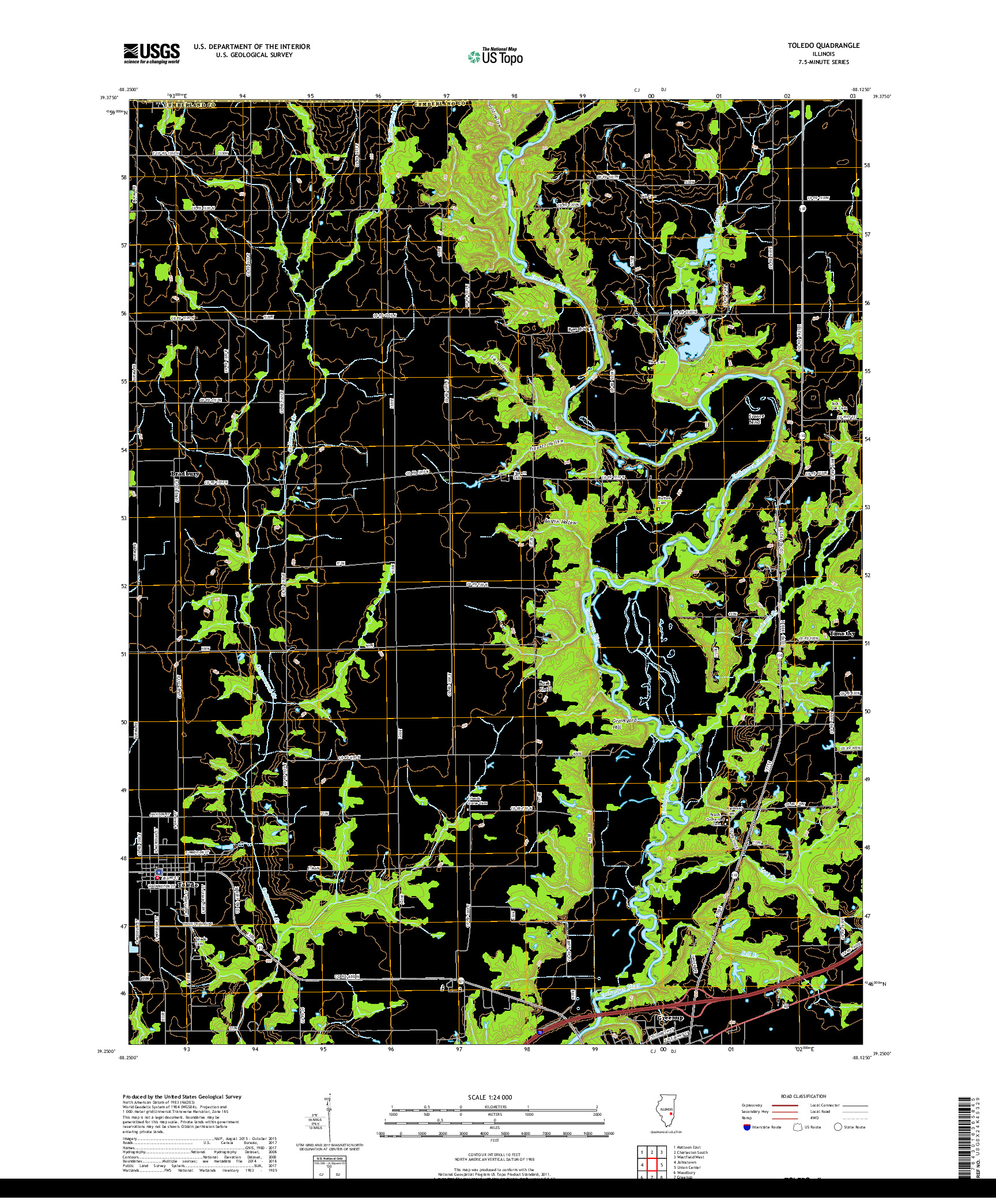 USGS US TOPO 7.5-MINUTE MAP FOR TOLEDO, IL 2018