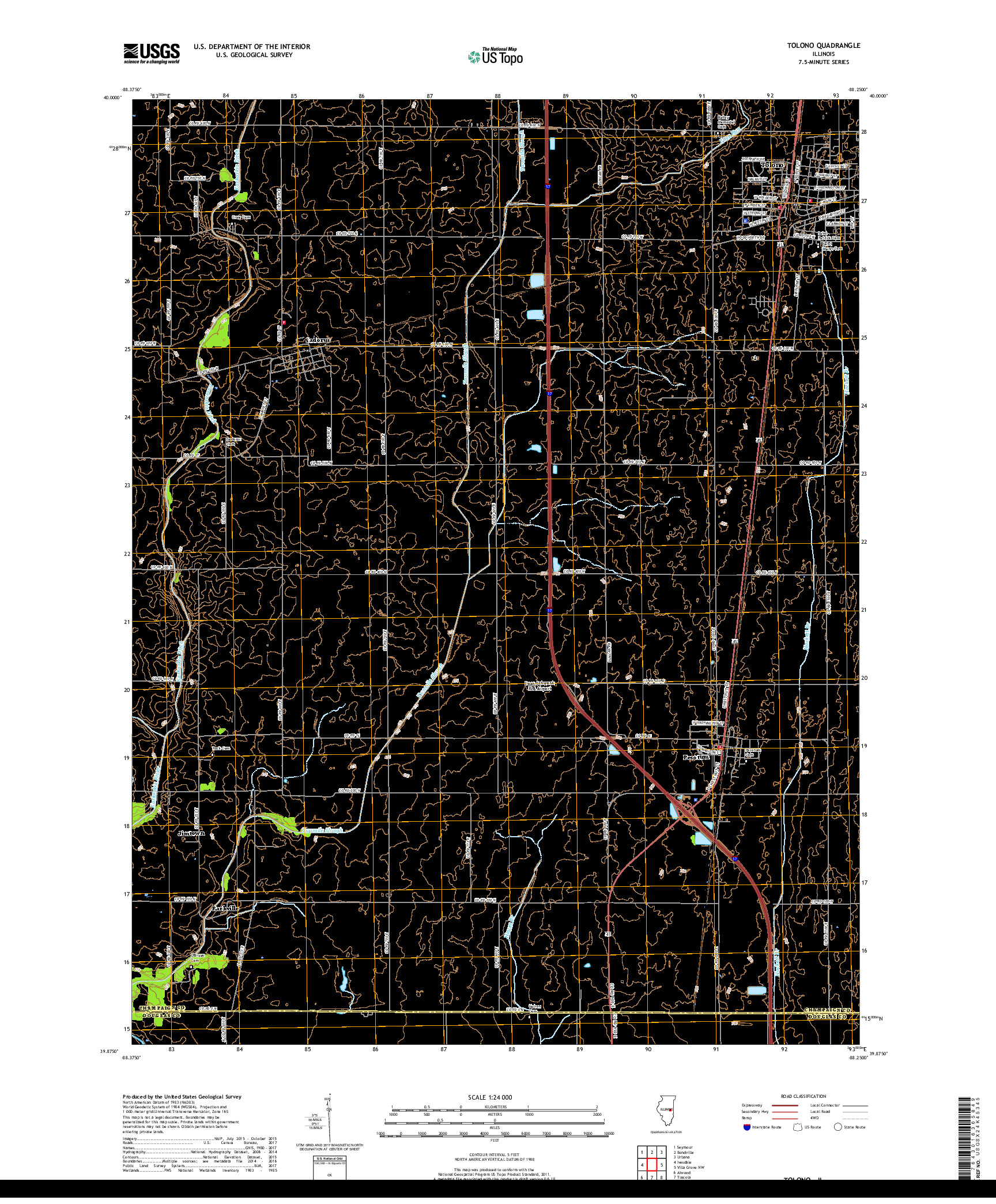 USGS US TOPO 7.5-MINUTE MAP FOR TOLONO, IL 2018