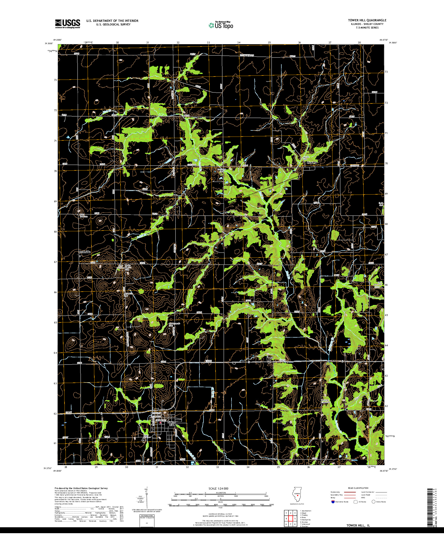 USGS US TOPO 7.5-MINUTE MAP FOR TOWER HILL, IL 2018