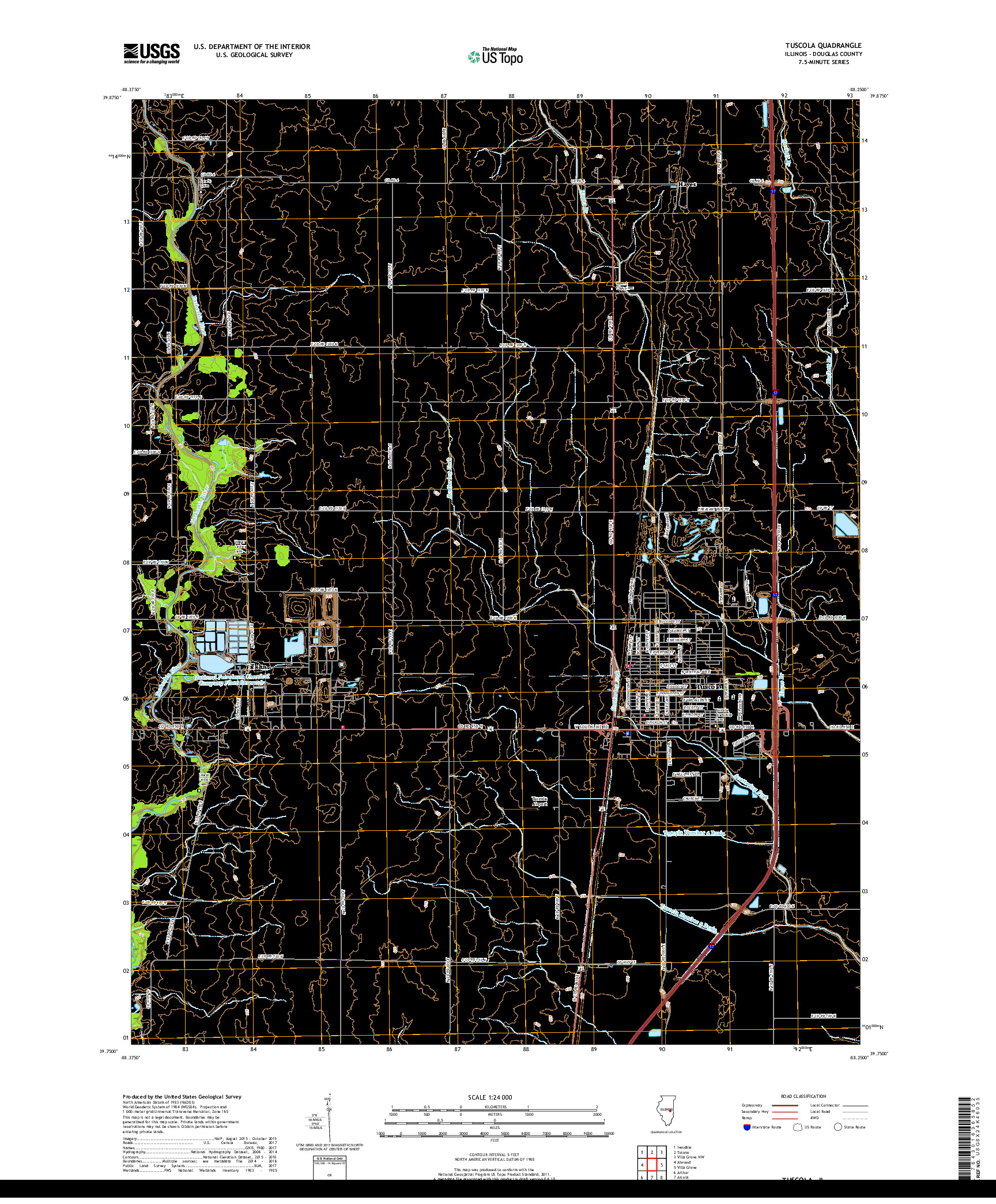 USGS US TOPO 7.5-MINUTE MAP FOR TUSCOLA, IL 2018