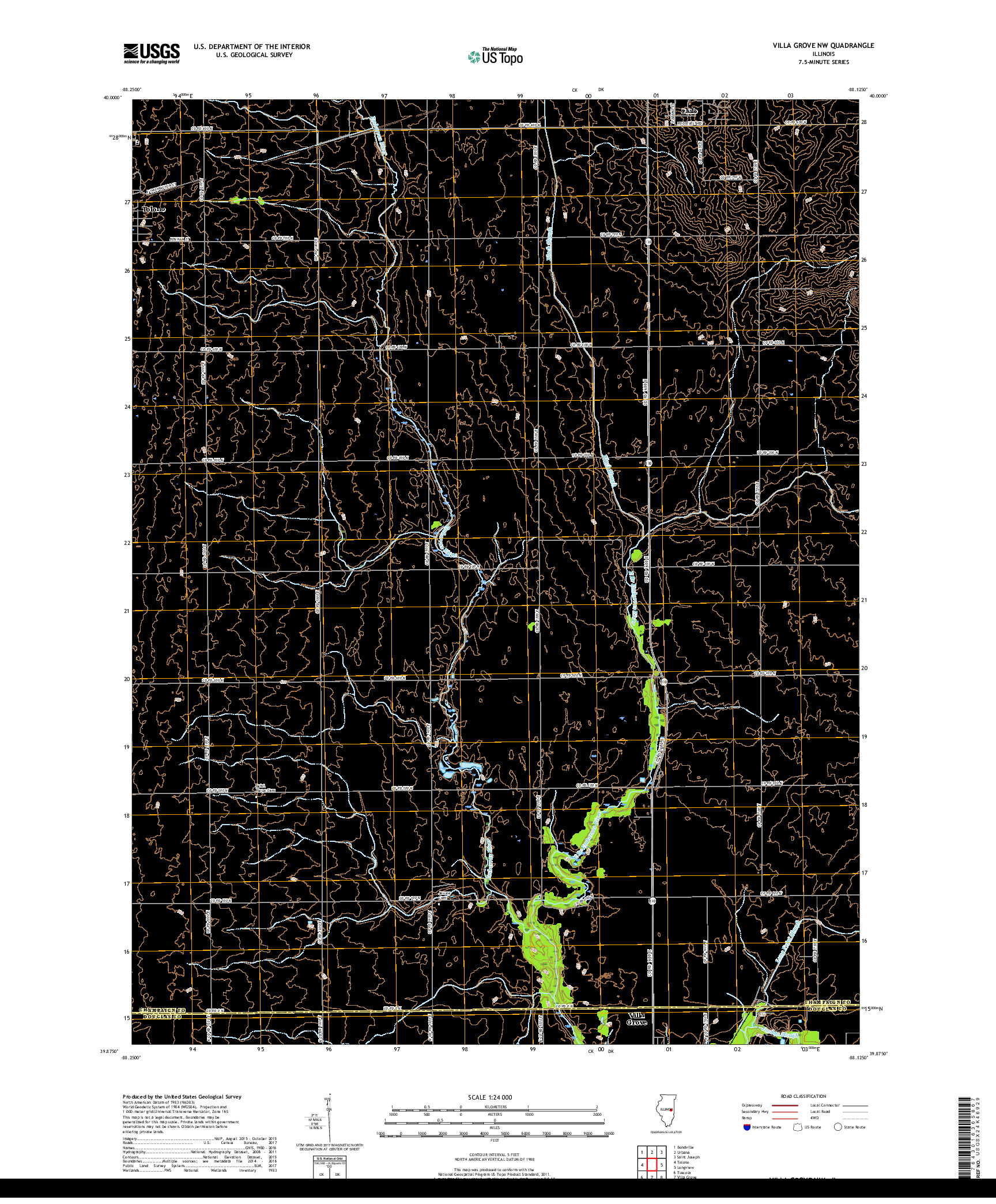USGS US TOPO 7.5-MINUTE MAP FOR VILLA GROVE NW, IL 2018