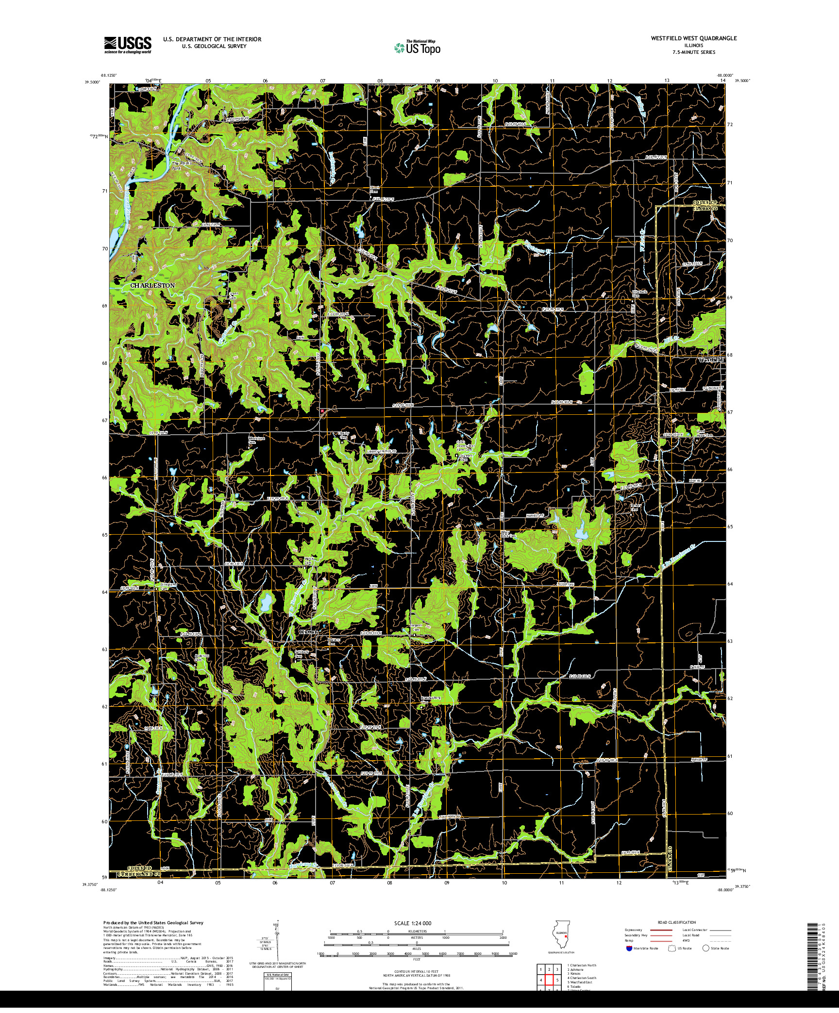 USGS US TOPO 7.5-MINUTE MAP FOR WESTFIELD WEST, IL 2018