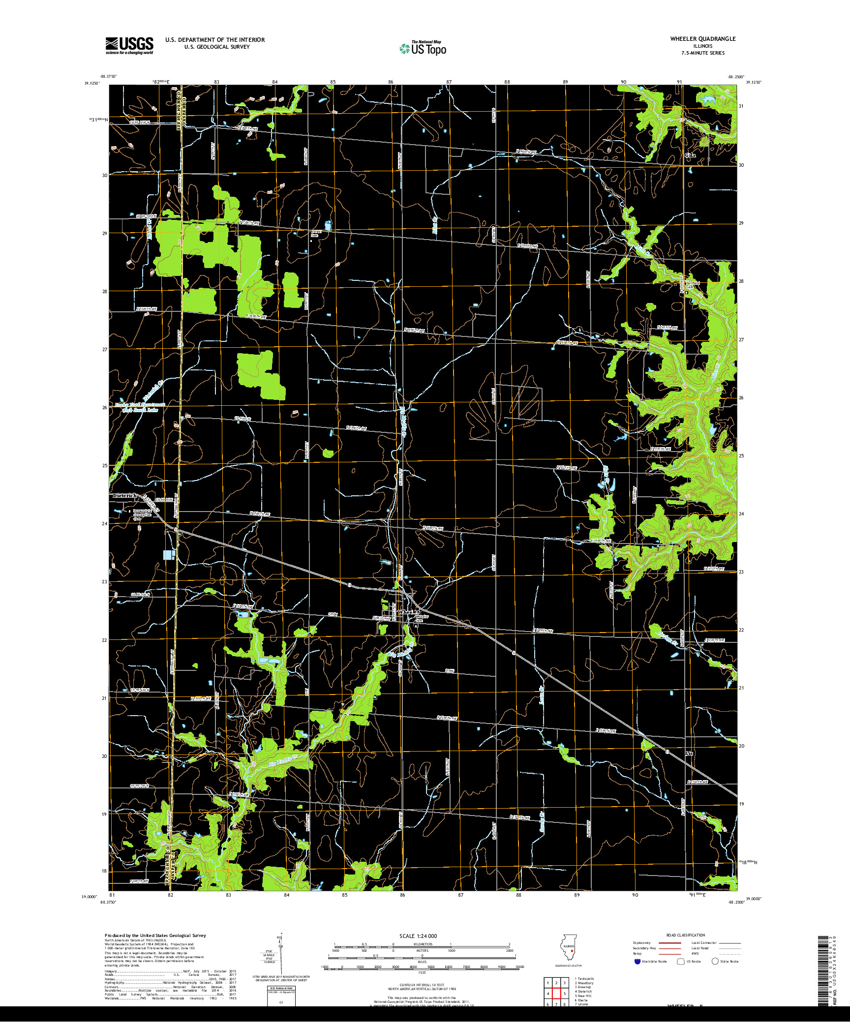 USGS US TOPO 7.5-MINUTE MAP FOR WHEELER, IL 2018