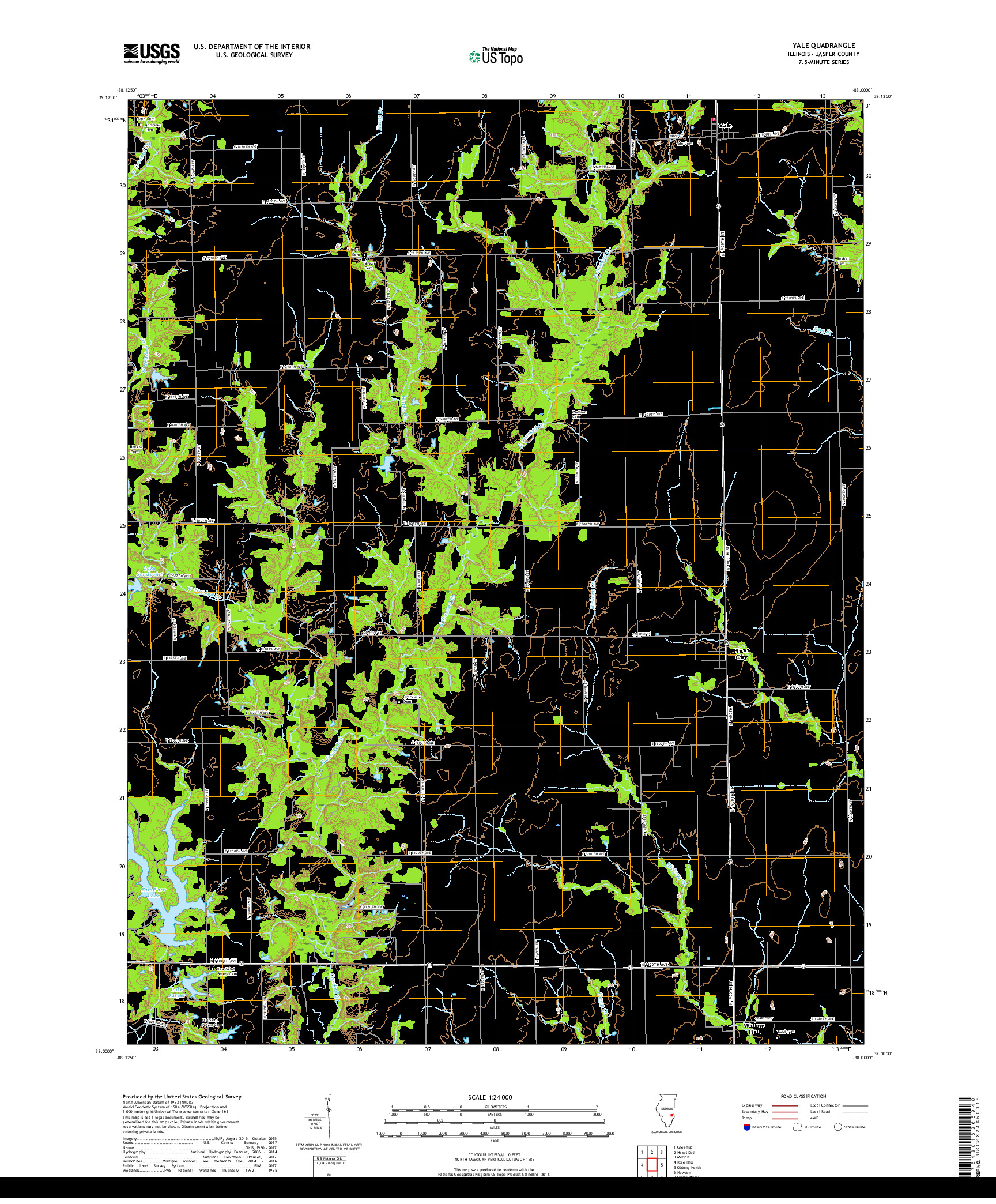 USGS US TOPO 7.5-MINUTE MAP FOR YALE, IL 2018