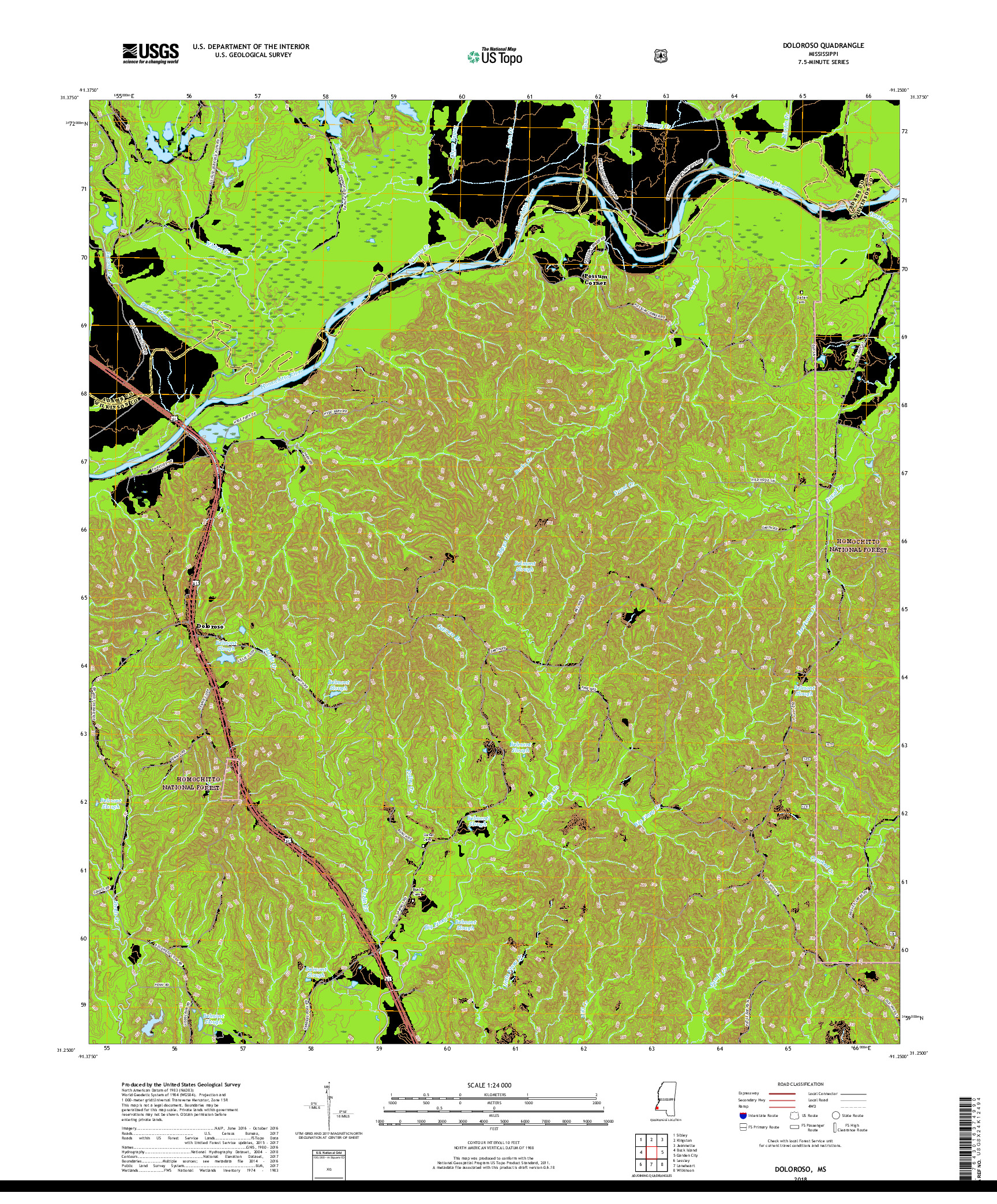 USGS US TOPO 7.5-MINUTE MAP FOR DOLOROSO, MS 2018