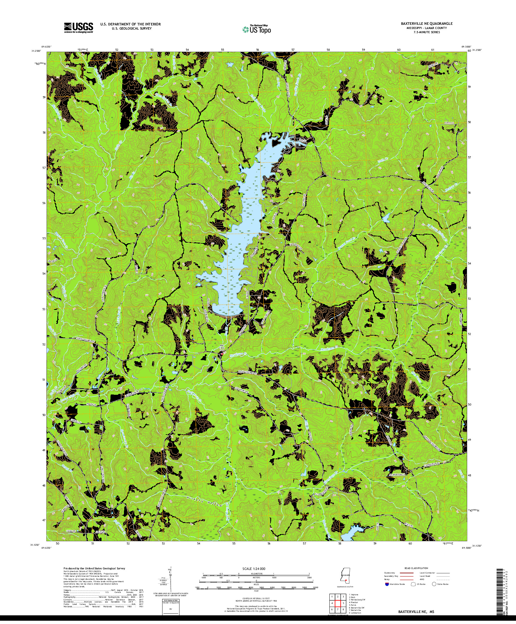 USGS US TOPO 7.5-MINUTE MAP FOR BAXTERVILLE NE, MS 2018